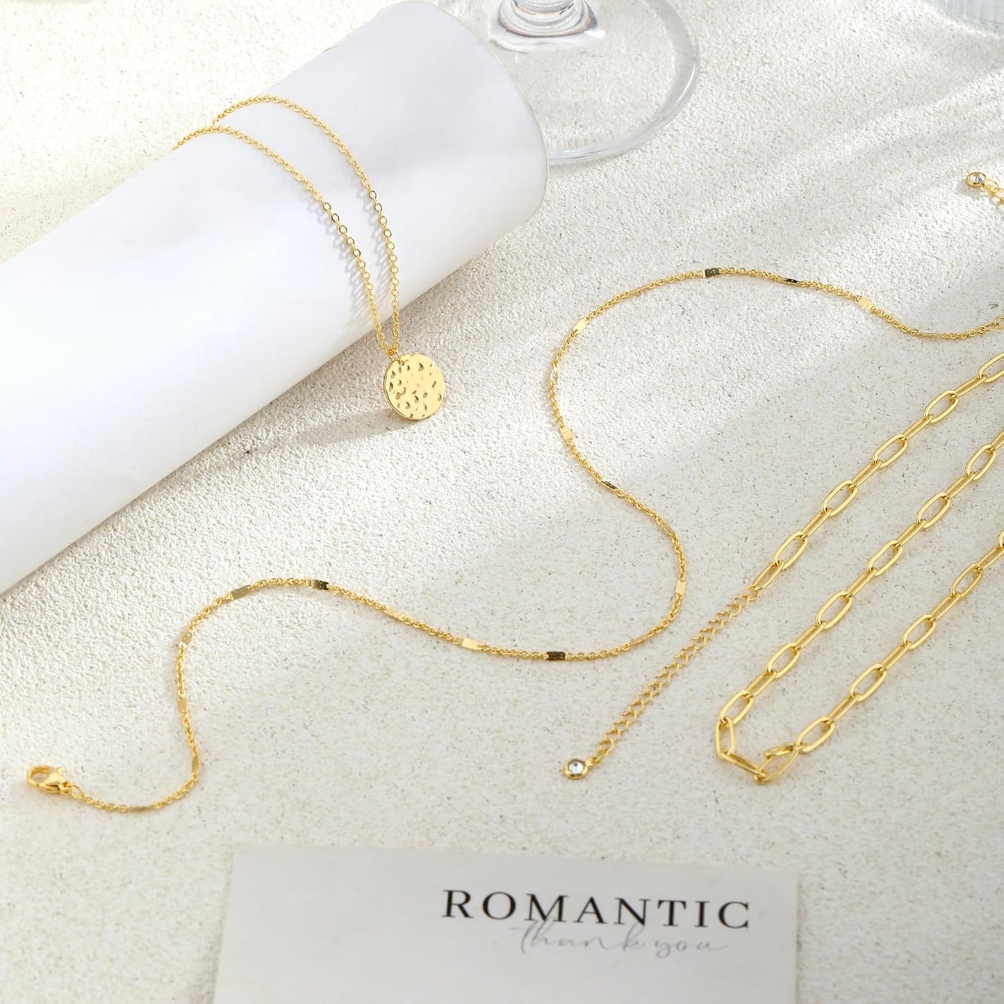 Manufacturer  Layered Gold Necklace for Women, 14K Gold Plated Necklace Stack for Women, Dainty Adjustable Gold Necklace Set  necklace