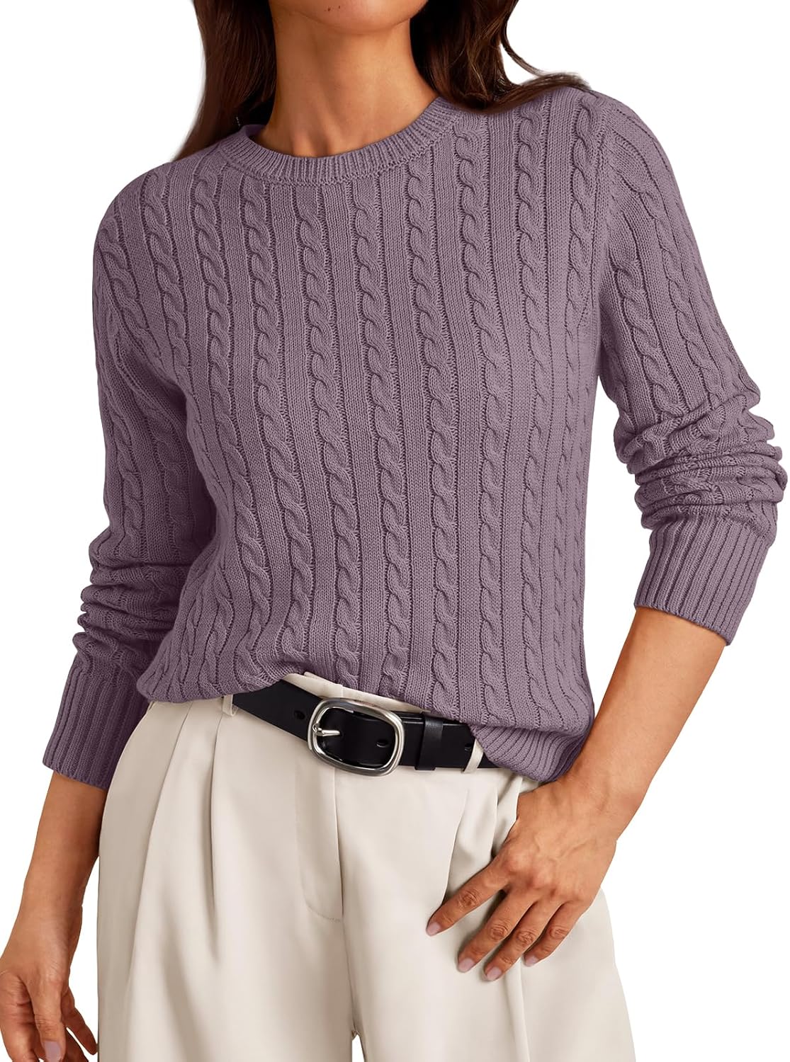 Manufacturer  LILLUSORY Womens Lightweight Cable Knit Soft Business Casual Trendy Classic Pullover Sweaters Fall Outfits  sweaters