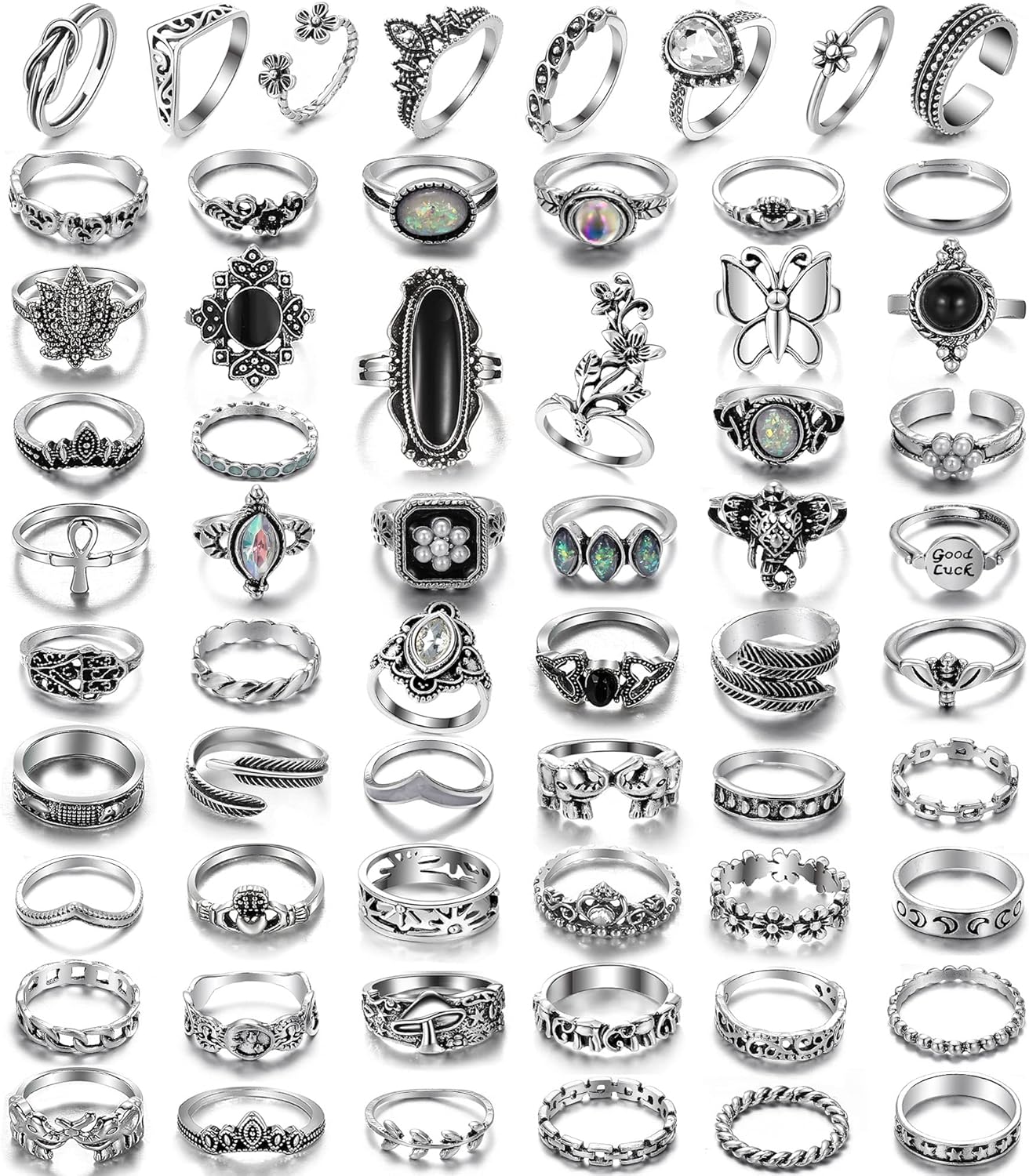 Manufacturer  17IF Vintage Silver Knuckle Rings Set for Women Men, Chunky Rings Aesthetic Snake Grunge Stackable Gothic Ring Adjustable Y2K Punk Bulky Boho Finger Alt of Rings, Stacking Fairy Skull Frog Heart Star Flower Midi Ring Pack   rings