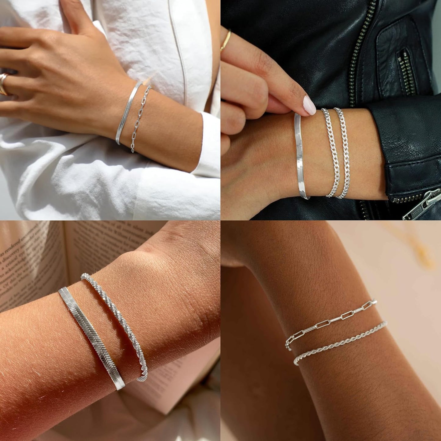 Manufacturer  Reoxvo Dainty Bracelets for Women Trendy, Sterling Silver Plated Brass Link Chain Charm Bracelet Set for Women Stack 14K Gold Plated Brass Link Bracelets Jewelry Gift for Women  bracelets