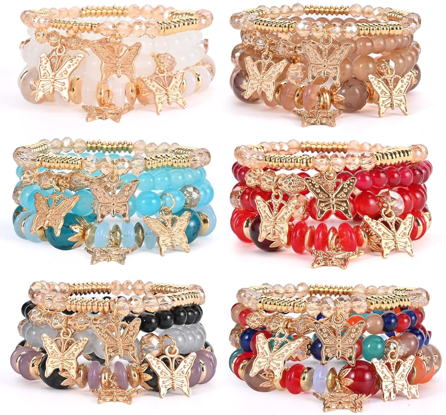 Manufacturer  Bohemian Bracelet Sets for Women - 6 Sets Stackable Stretch Bracelets Multi-color Boho Jewelry for Women Hippie Bracelets Dainty Jewelry  bracelets