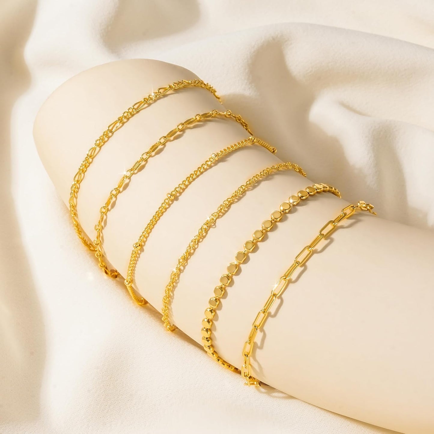 Manufacturer  Tewiky Waterproof Gold Bracelets for Women Non Tarnish - Dainty Stack14K Gold Plated/Sterling Silver Chain Bracelets Set Adjustable Trendy Jewelry for Women  bracelets