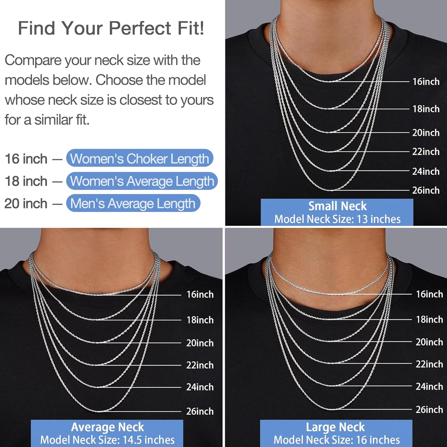 Manufacturer  Jewlpire Italian 2mm Rope Chain 925 Sterling Silver Chain Necklace for Women, 14K Plated Gold Chain for Women Smooth & Sturdy Women's Chain Necklaces, 16 18 20 22 24 26 Inch  Necklace