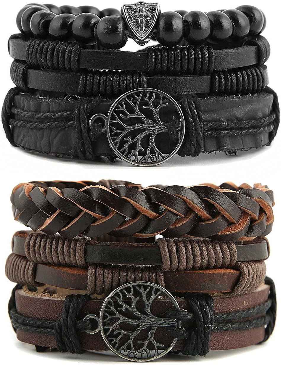 Manufacturer  HZMAN Genuine Leather Tree of life Bracelets Men Women, Tiger Eye Natural Stone Lava Rock Beads Ethnic Tribal Elastic Bracelets Wristbands  bracelets