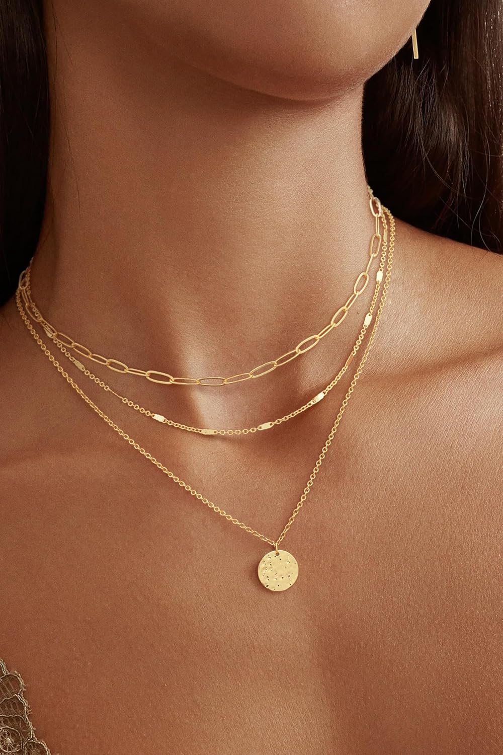 Manufacturer  Layered Gold Necklace for Women, 14K Gold Plated Necklace Stack for Women, Dainty Adjustable Gold Necklace Set  necklace