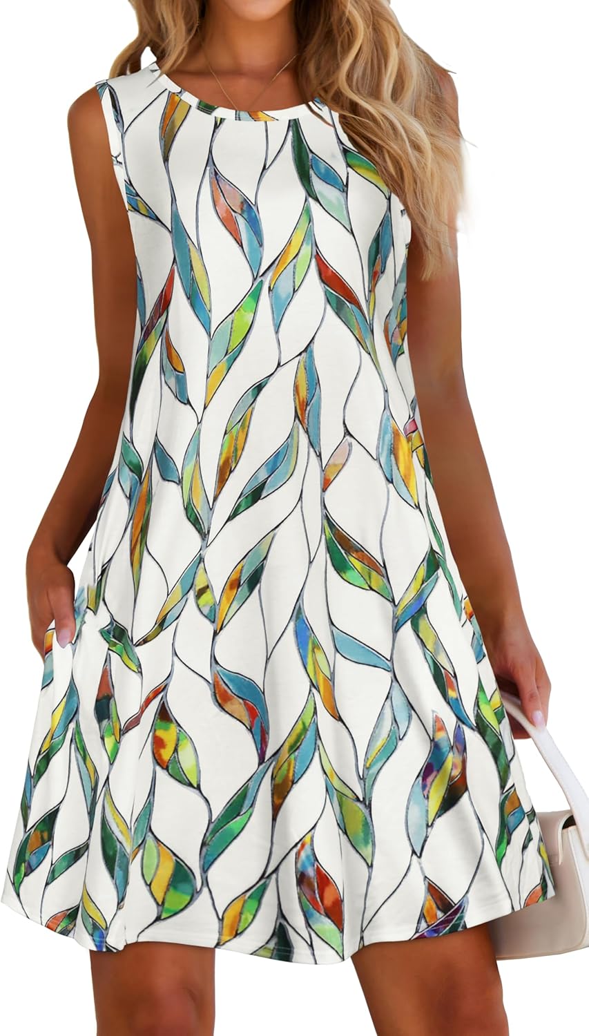 Manufacturer  elescat Women's Summer Dresses 2025 Beach Casual Sleeveless Floral Print Tank Loose Sundress with Pocket dresses