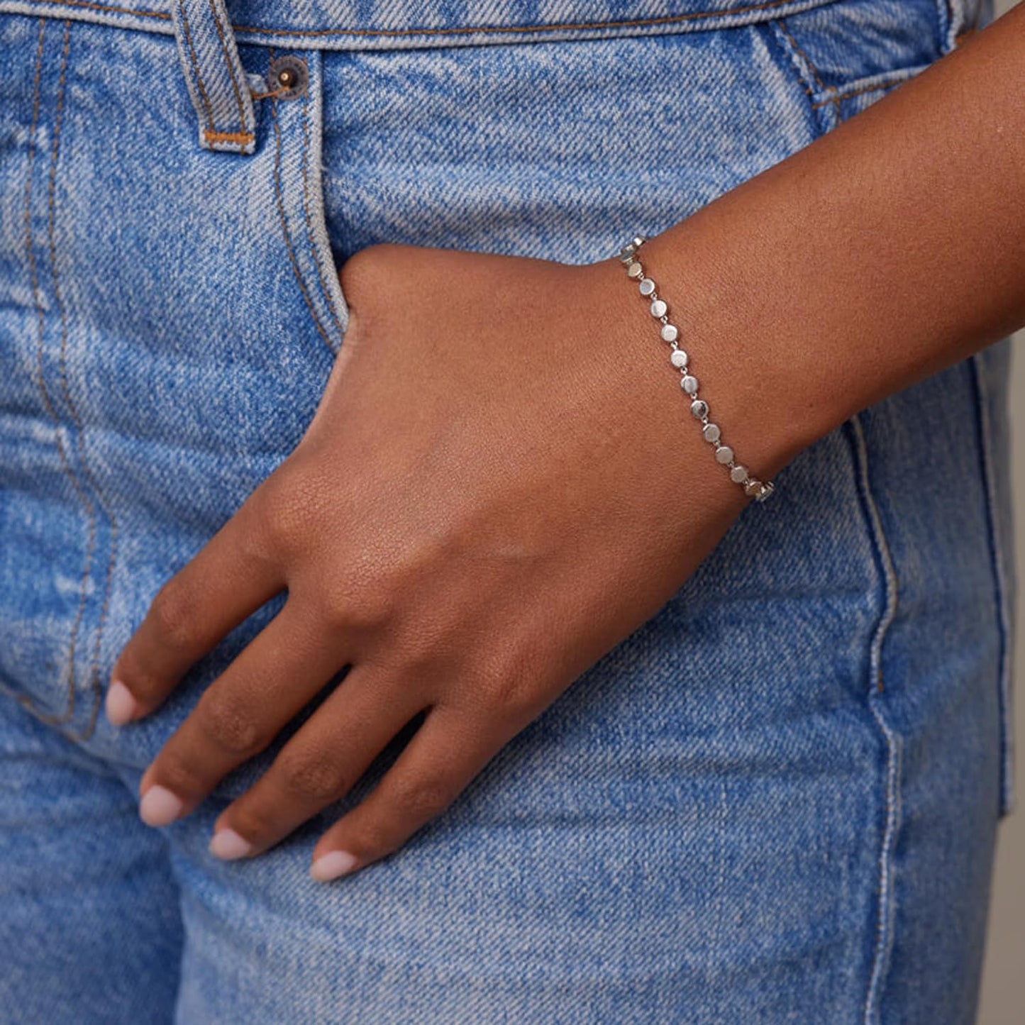Manufacturer  MBW Silver Bracelet Set - Dainty 14K Silver Bracelets, Waterproof, Trendy Minimalist, Small Thin Bracelets for Women, Gift  bracelets
