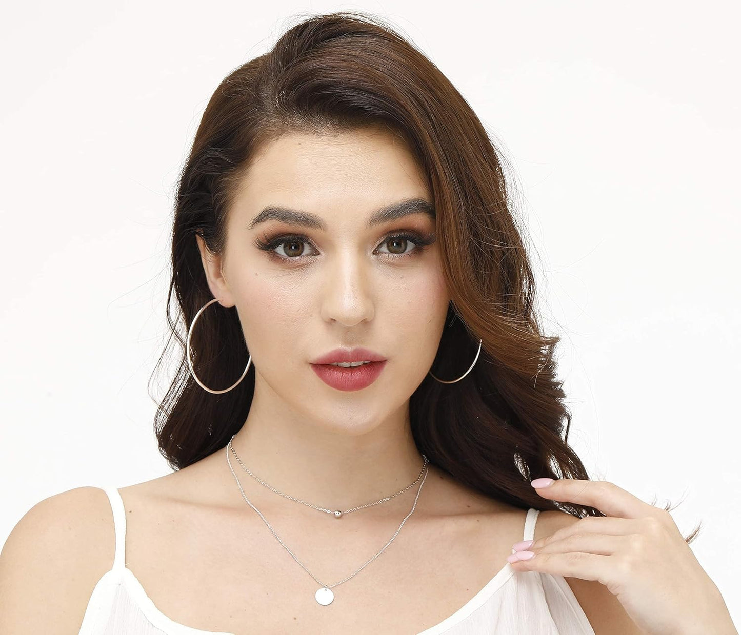 Manufacturer  3 Pairs Sterling Silver Hoop Earrings, 14K White Gold Plated Big Hoop Earrings Set for Women 40 50 60MM  earring