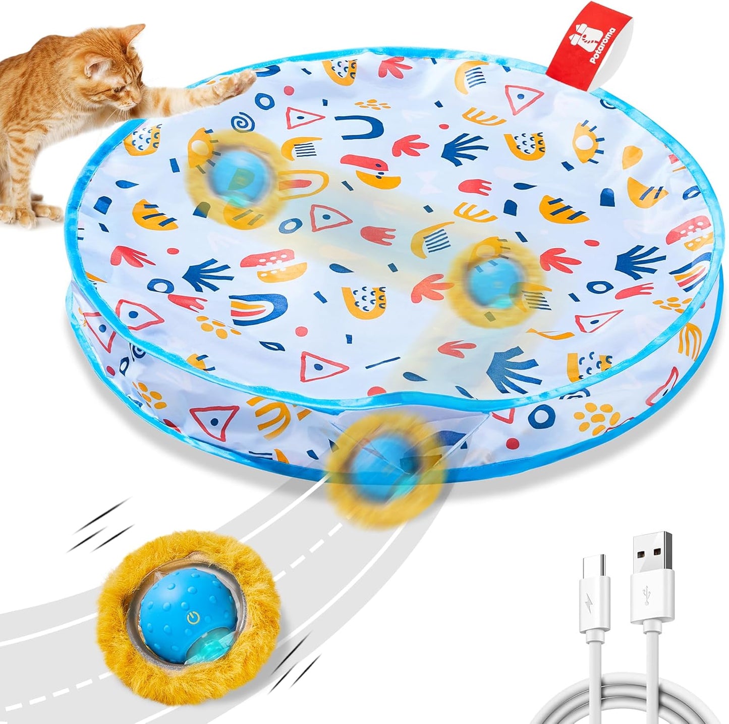 Manufacturer  Potaroma Interactive Cat Toys, Fast Moving Ball in Play Mat, Automatic Motion Activated Ball Hide and Seek for Indoor Exercise Kicker, Animal Squeaky, 28 Inch Mat    Cat toy