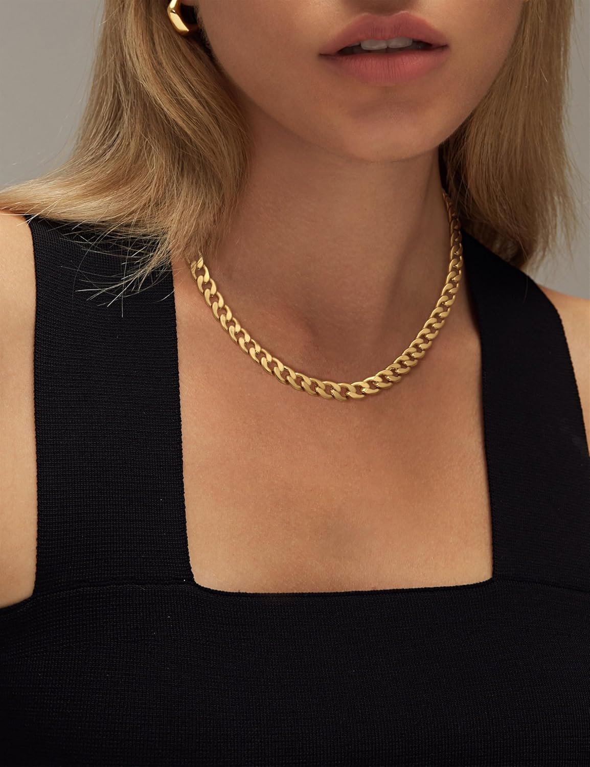 Manufacturer  Moodear Gold Necklace for Women 14K Dainty Chunky Gold/Sliver Chain Necklace Cuban Link Paperclip Chain Choker Toggle Clasp Layered Pearl Pendent Necklace for Women Trendy Fashion Jewelry  necklace