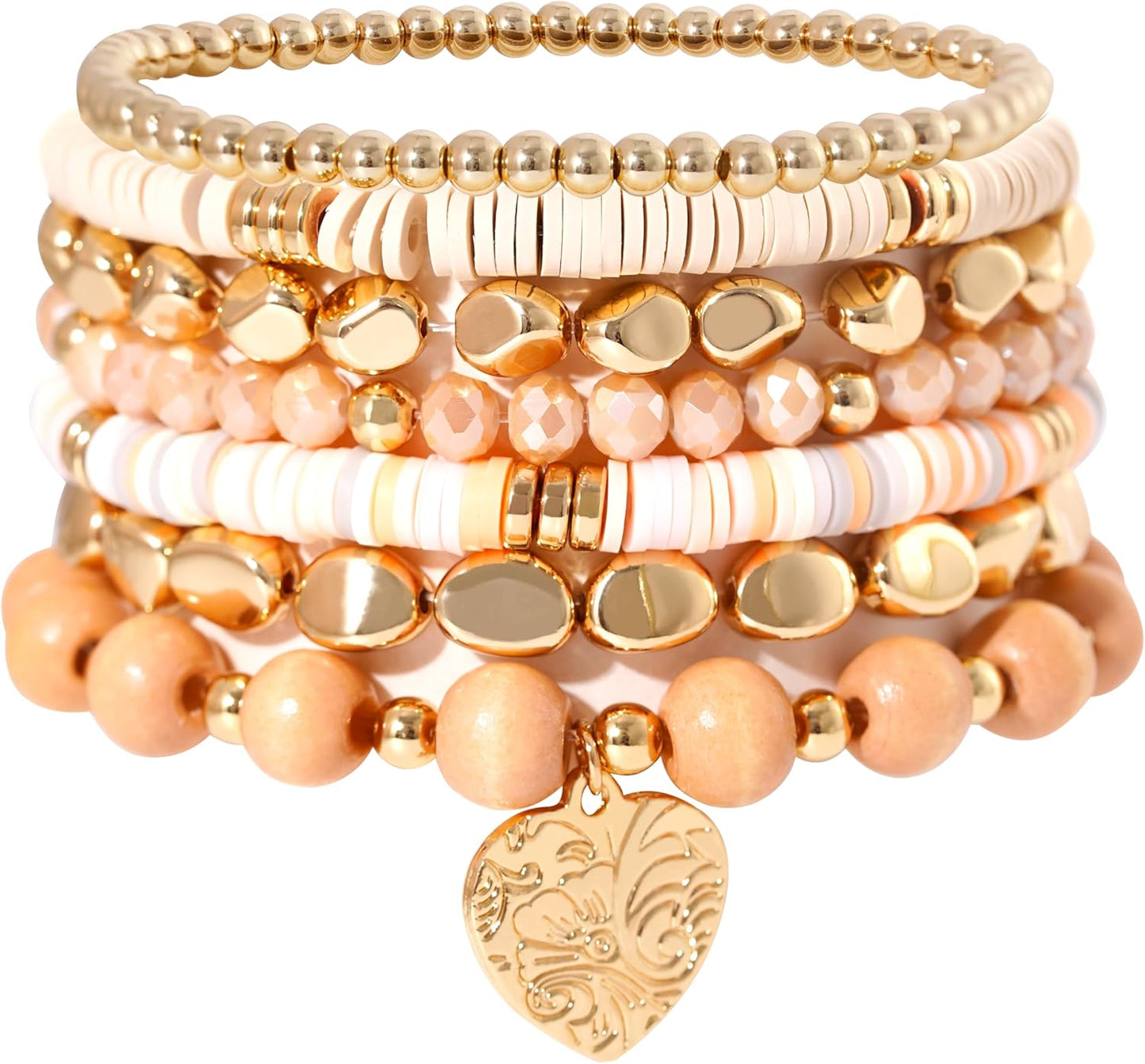 Manufacturer  GOOJIDS Surfer Heishi Clay Bead Bracelets for Women Bohemian Stackable Gold Beaded Stretch Bracelets Elastic Layering Friendship Bracelets Set Boho Jewelry  bracelets