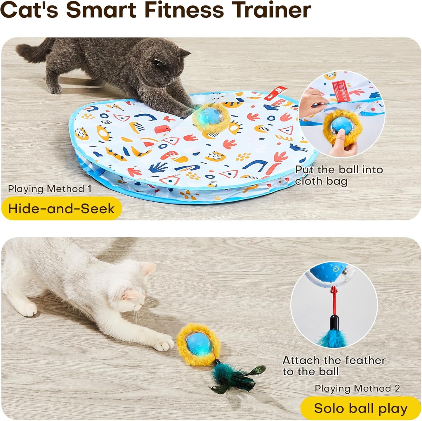 Manufacturer  Potaroma Interactive Cat Toys, Fast Moving Ball in Play Mat, Automatic Motion Activated Ball Hide and Seek for Indoor Exercise Kicker, Animal Squeaky, 28 Inch Mat    Cat toy