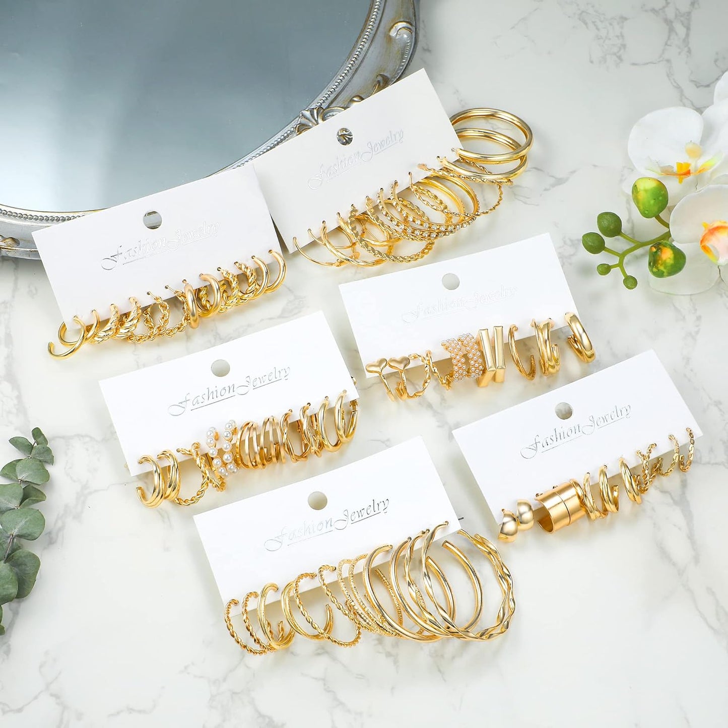 Manufacturer  36 Pairs Gold Hoop Earrings Set for Women Multipack, Hypoallergenic Chunky Chain Twisted Hoop Earrings Pack, Fashion Dangle Earrings Jewelry for Gift  earring