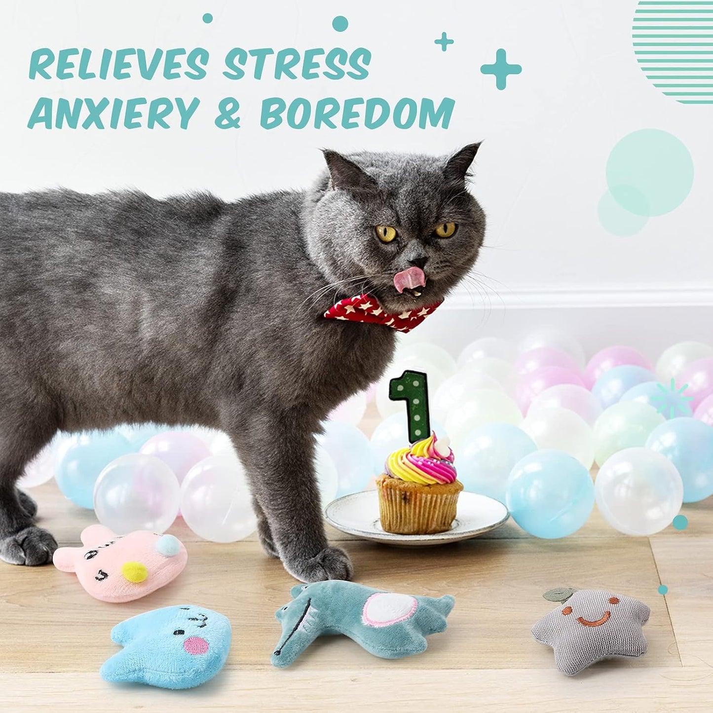 Manufacturer  Gejoy 20 Pieces Catnip Toys for Indoor Cat Plush Kitten Cat Chew Toys Catnip Kitten Entertaining Interactive Dolls(Lovely)    Cat toy