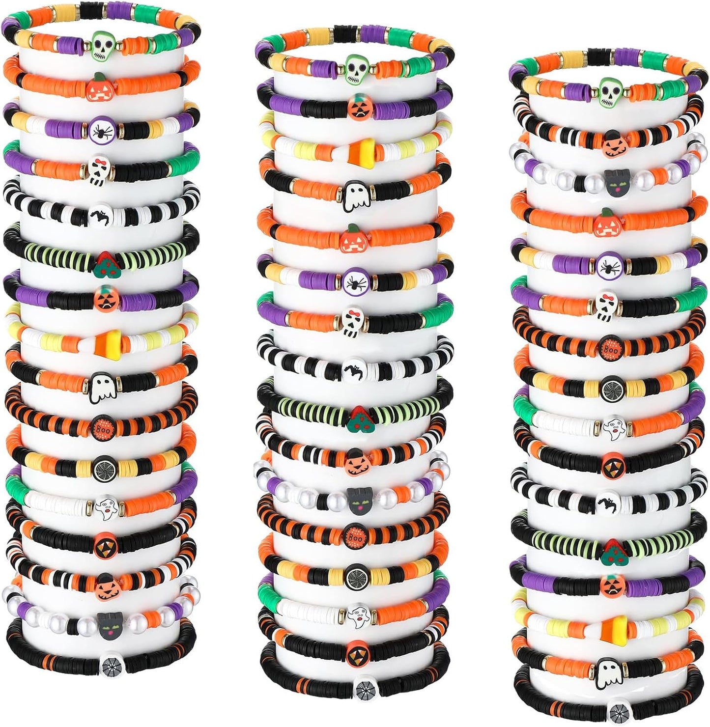 Manufacturer  Jadive 48 Pcs Friendship Bracelets Bulk Colorful Adjustable Kids Bracelets Stretch Clay Preppy Surfer Beaded Halloween Christmas Girl Boys Party Favors Jewelry Gift Set, Various Styles  bracelets