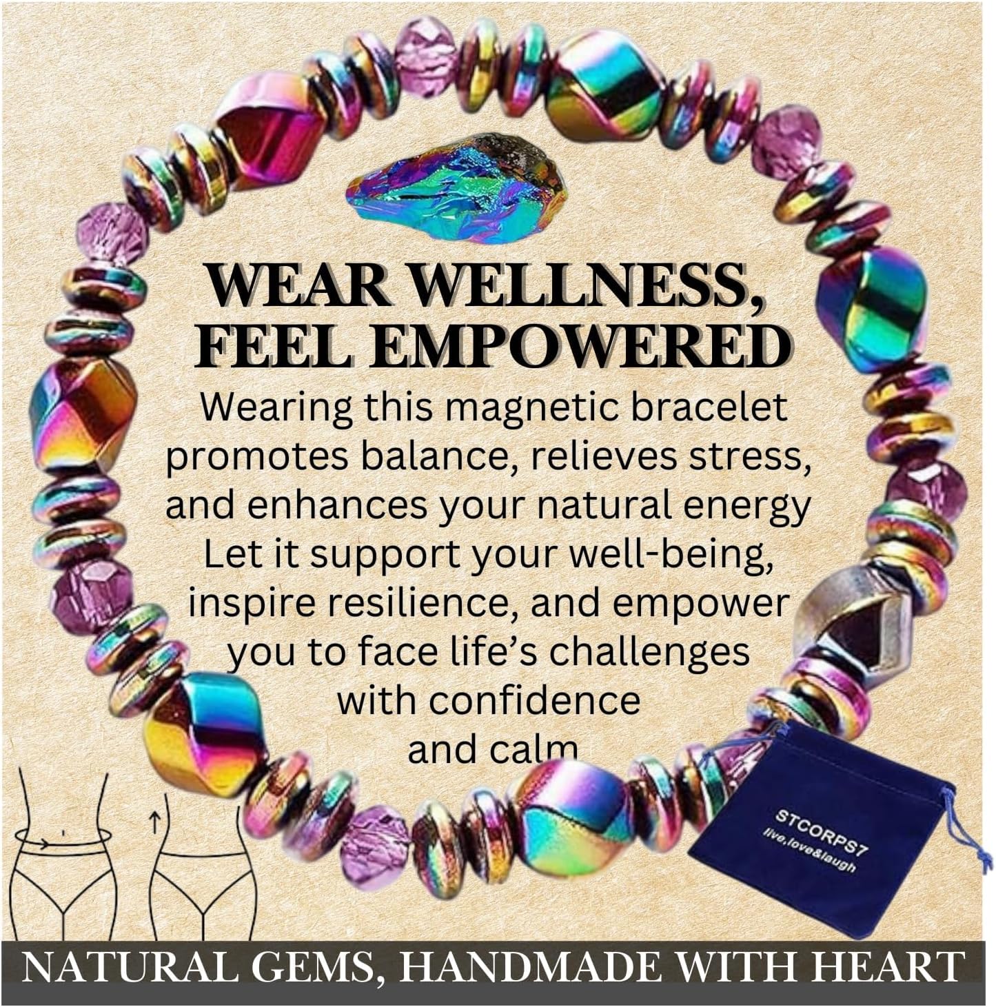 Manufacturer  Manufacturer  Magnetic Healing Bracelet – Adjustable Hematite Bracelet for Lymph Drainage, Arthritis, Anxiety Relief, Swelling Reduction & Weight Loss – Slimming Bracelet for Women & Men  bracelets