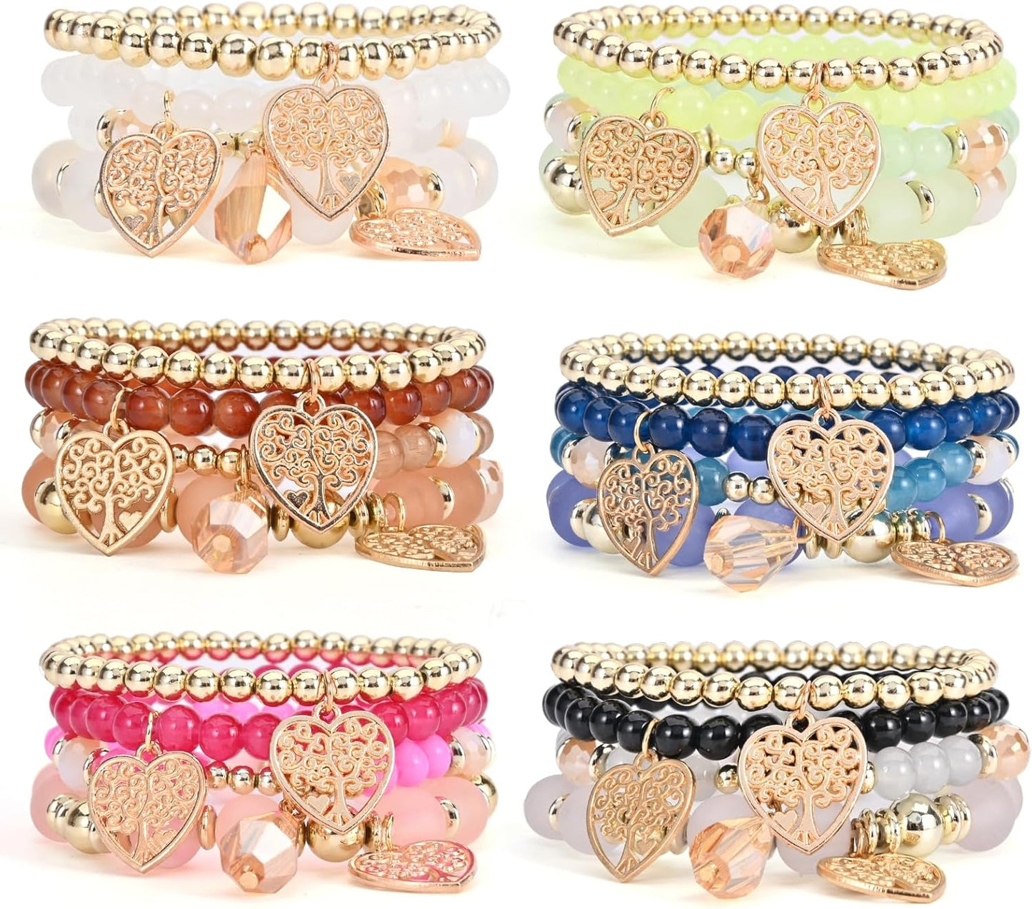 Manufacturer  Bohemian Bracelet Sets for Women - 6 Sets Stackable Stretch Bracelets Multi-color Boho Jewelry for Women Hippie Bracelets Dainty Jewelry  bracelets
