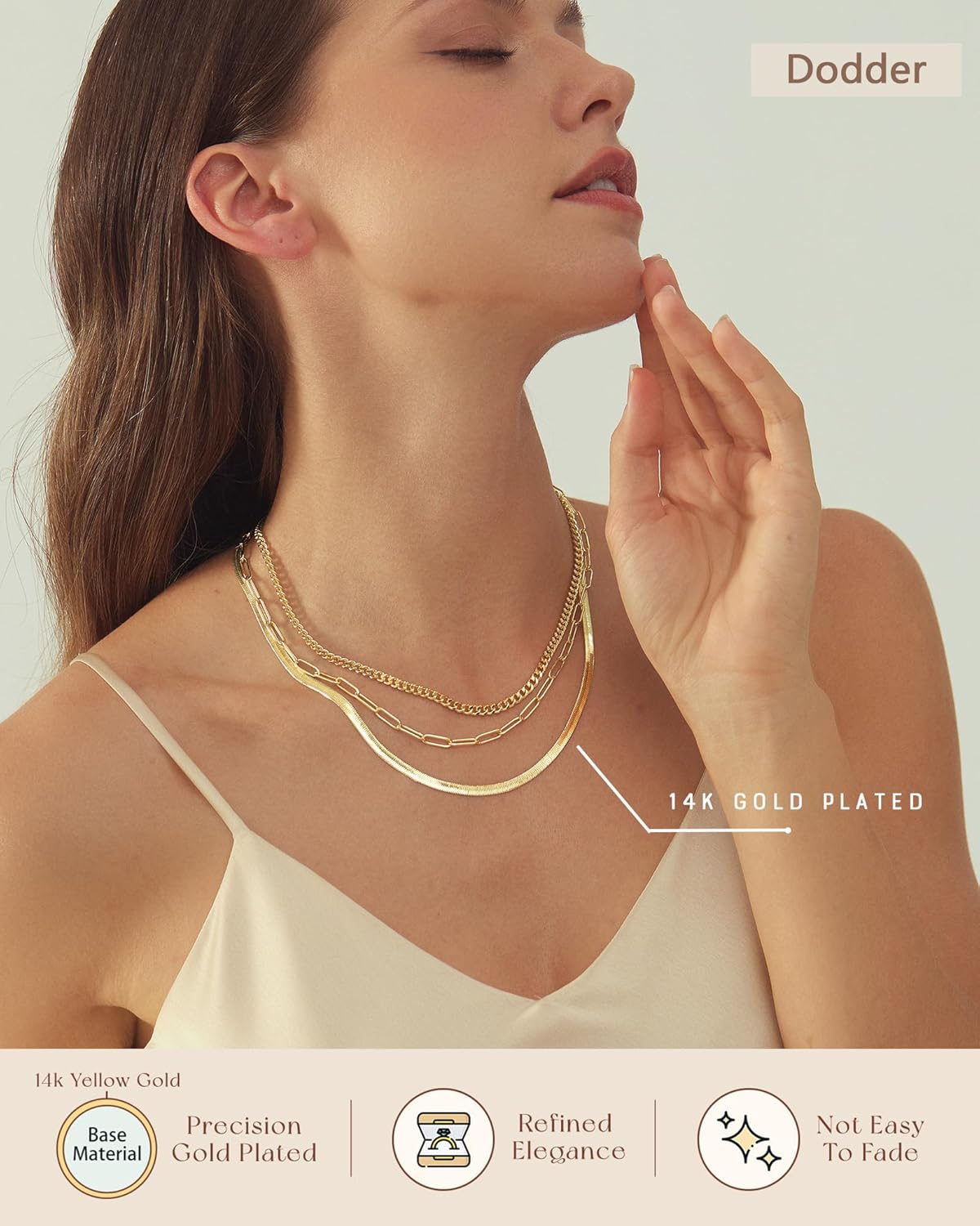 Manufacturer  Gold Layered Necklaces for Women, 14K Gold Plated Dainty Gold Chain Choker Necklace Stack, Herringbone Gold Necklaces Set  Necklace