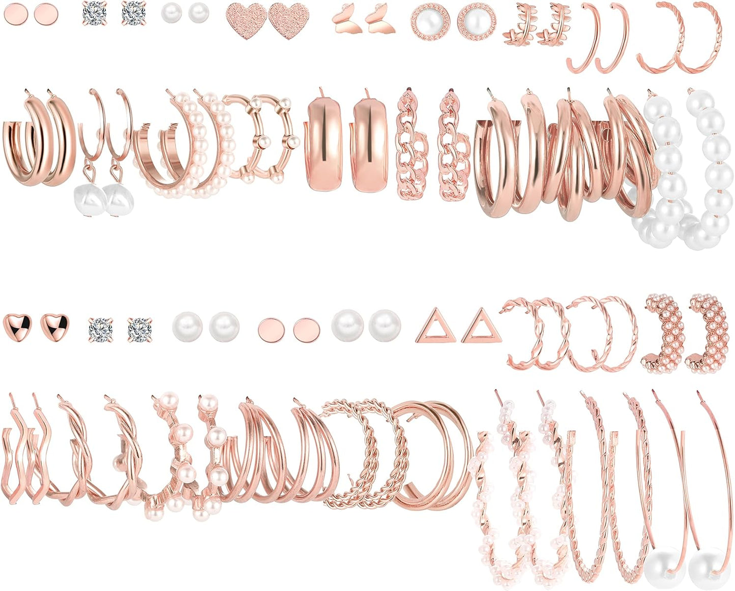 Manufacturer  FAXHION 36 Pairs Gold Earrings Set for Women, Fashion Pearl Chain Link Stud Drop Dangle Earrings Multipack Hoop Earring Packs, Hypoallergenic Earrings for Birthday Party Jewelry  earring