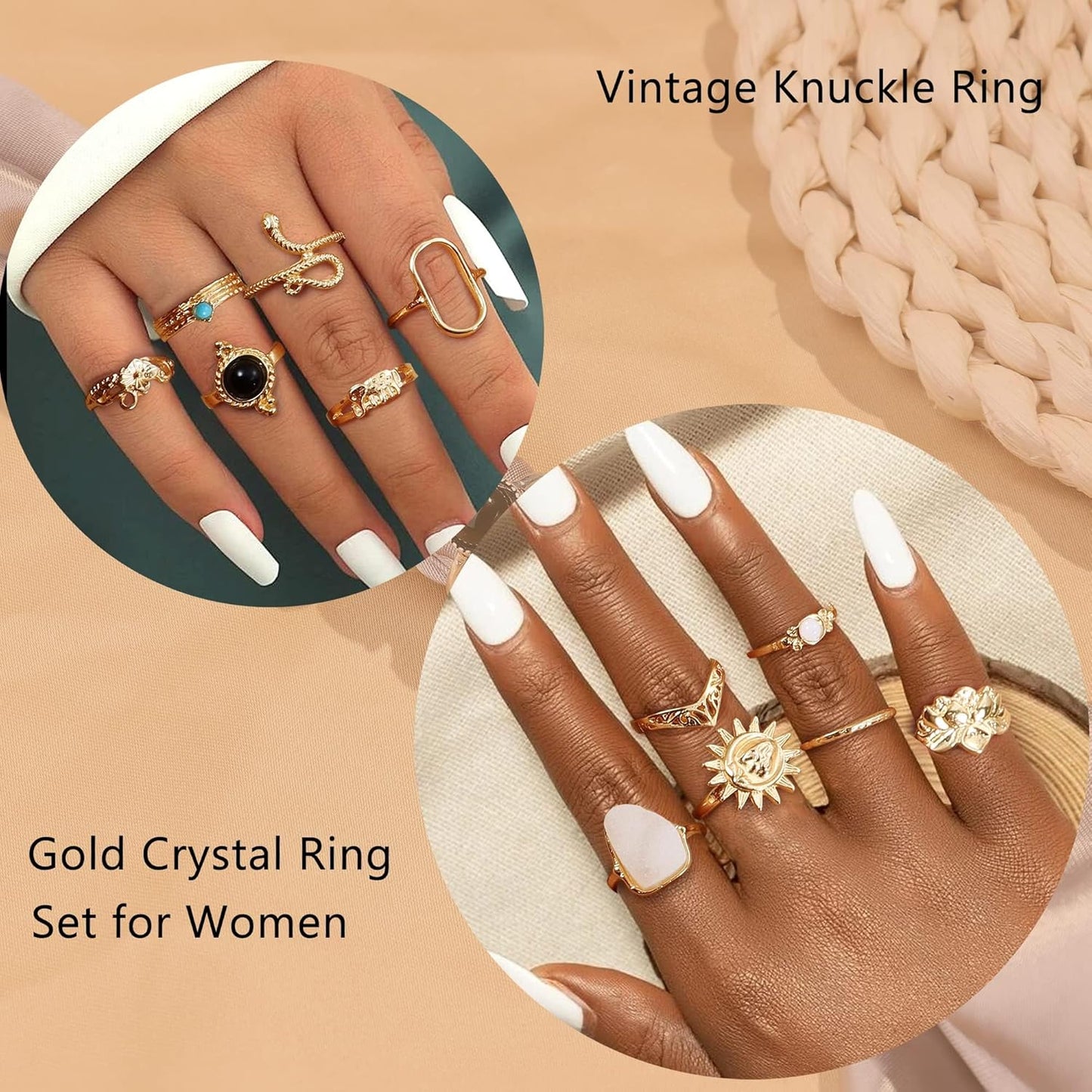 Manufacturer  Subiceto 70 Pcs Vintage Crystal Ring Set Silver Knuckle Rings for Women Bohemian Stackable Joint Rings Retro Boho Stacking Joint Finger Rings Pack   rings