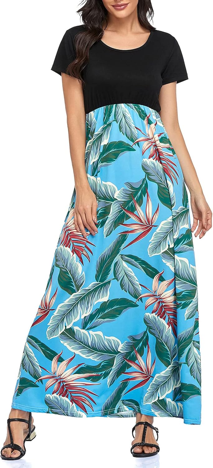 Manufacturer  Lacavocor Womens Short Sleeve Maxi Dresses Empire Waist Long Dress dresses