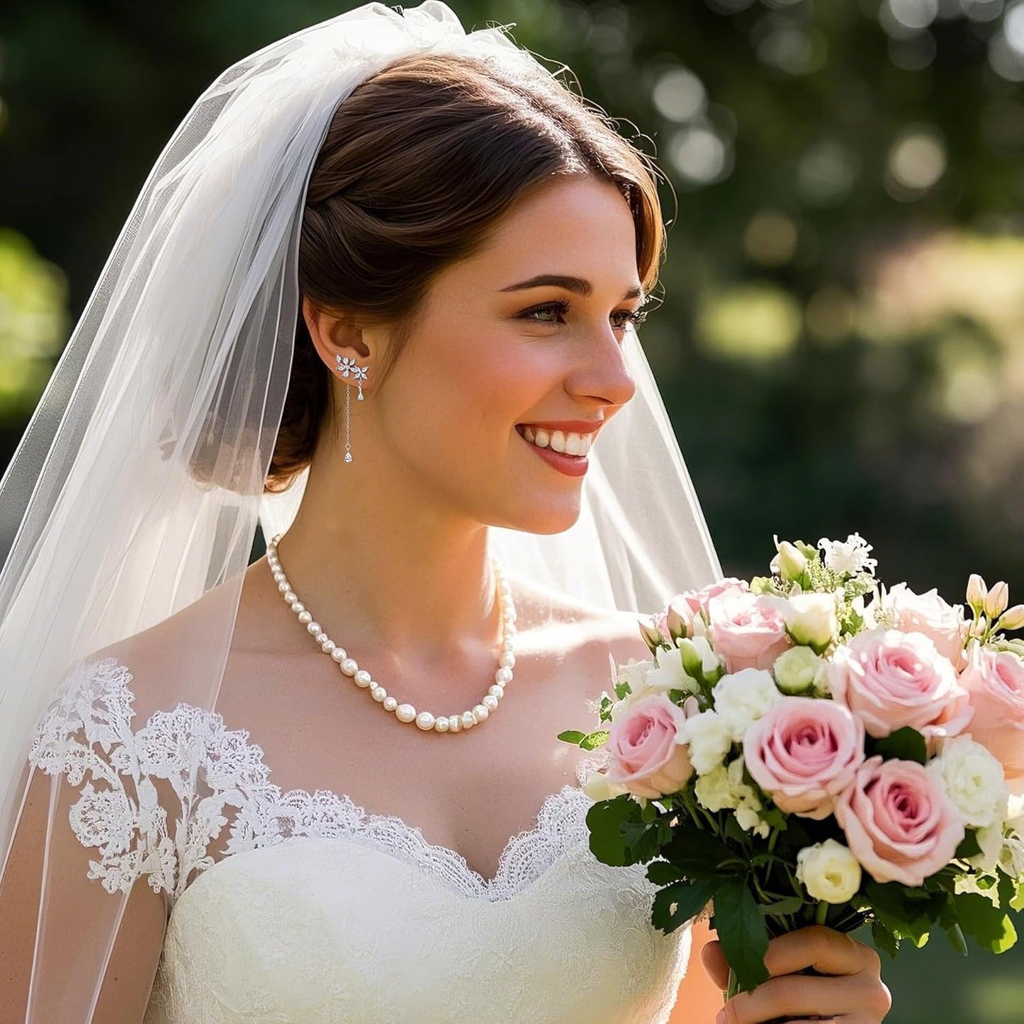 Manufacturer  SLUYNZ 925 Sterling Silver CZ Flowers Wrap Dangle Chain Earrings - Elegant Bridal Wedding Engagement Drop Earrings  earring