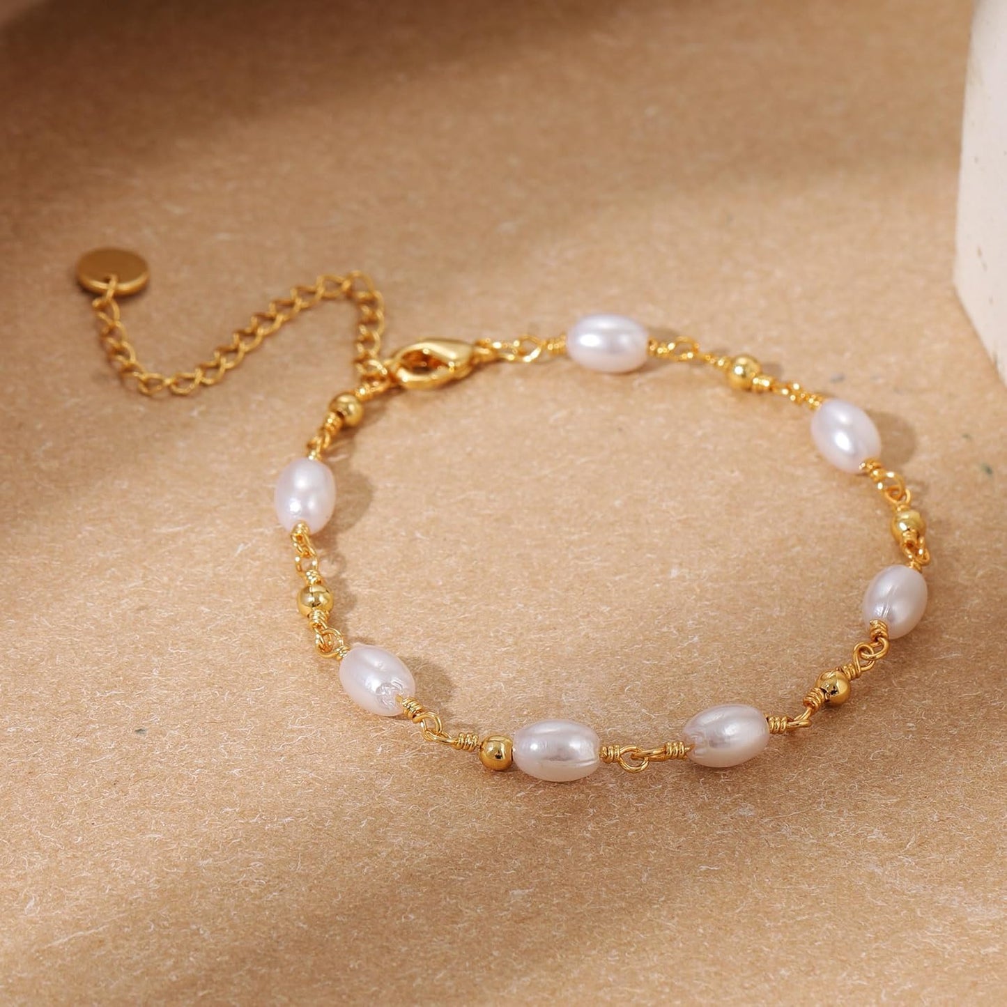 Manufacturer  SLOONG Gold Bracelets for Women Trendy, 14K Real Gold Plated Dainty Stackable Pearl Snake Chain CZ Heart Pendant Bracelets, Layered Waterproof Jewelry Gift for Women Adjustable 6"+2"  bracelets
