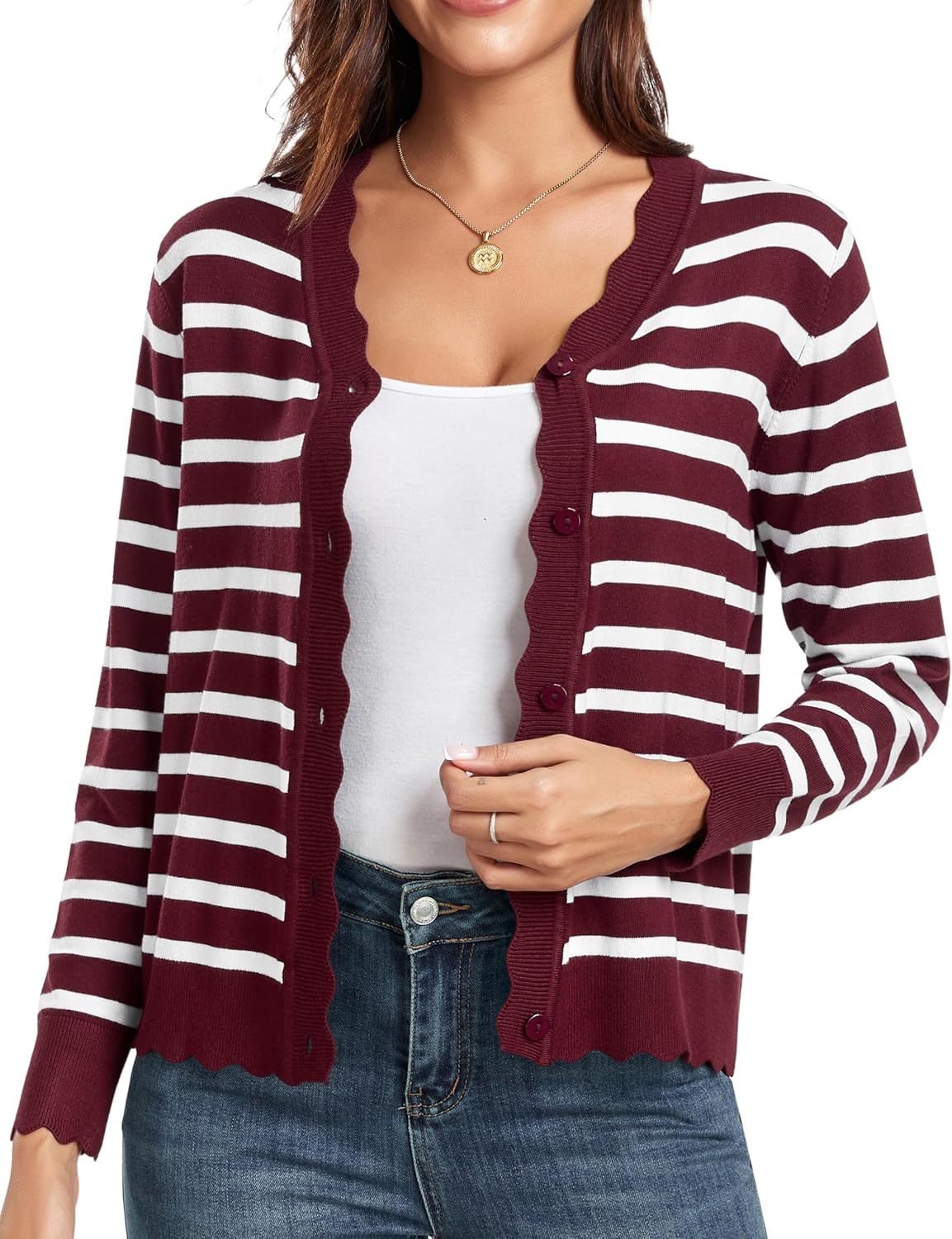 Manufacturer  GRECERELLE Women's Long Sleeve V-Neck Button Down Cardigan Knit Shrugs Sweater   sweaters