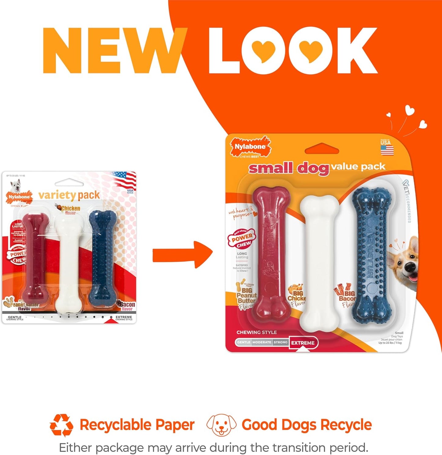 Manufacturer   Nylabone Original Bone Power Chew Toy Value Pack for Dogs, Durable Dog Toys for Aggressive Chewers, Long Lasting Chicken, Bacon, and Peanut Butter Flavor, Small Dogs - Up to 25 Ibs, 3 Pack    Dog toy