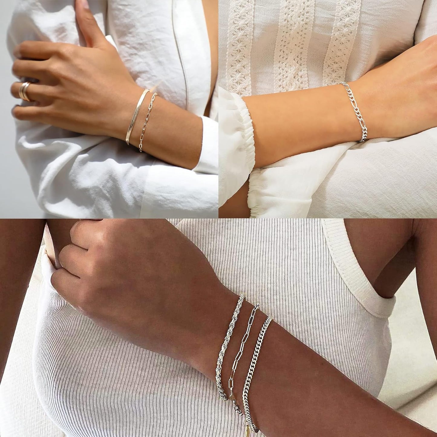 Manufacturer  DEARMAY Gold Bracelets for Women Waterproof, 14K Real Gold Jewelry Sets Trendy Thin Dainty Stackable Cuban Link Paperclip Chain Bracelet Pack Fashion Accessories Gifts for Womens  bracelets