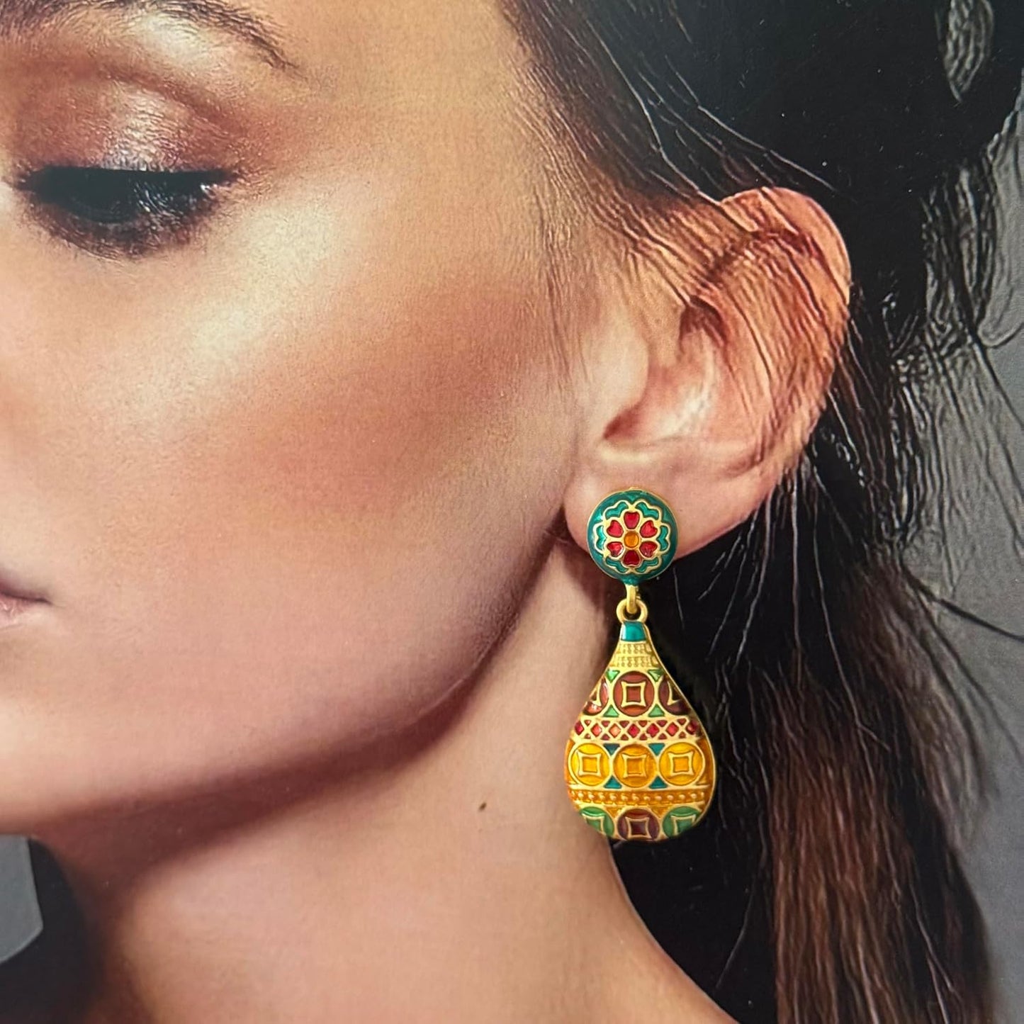 Manufacturer  Vintage Style Gold Plated Chinese Floral Drop Silver Stud Fashion Earrings for Women  earring