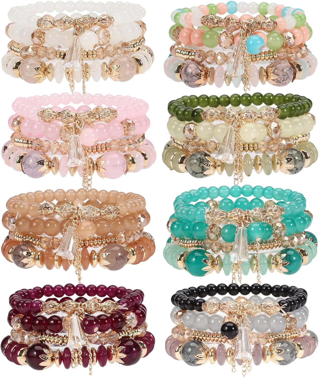 Manufacturer  Bohemian Boho Stackable Bracelets for Women Set, Girls Stretch Multilayer Stack Beads Colorful Beaded Charm Bracelets Girl Handmade Jewelry  bracelets