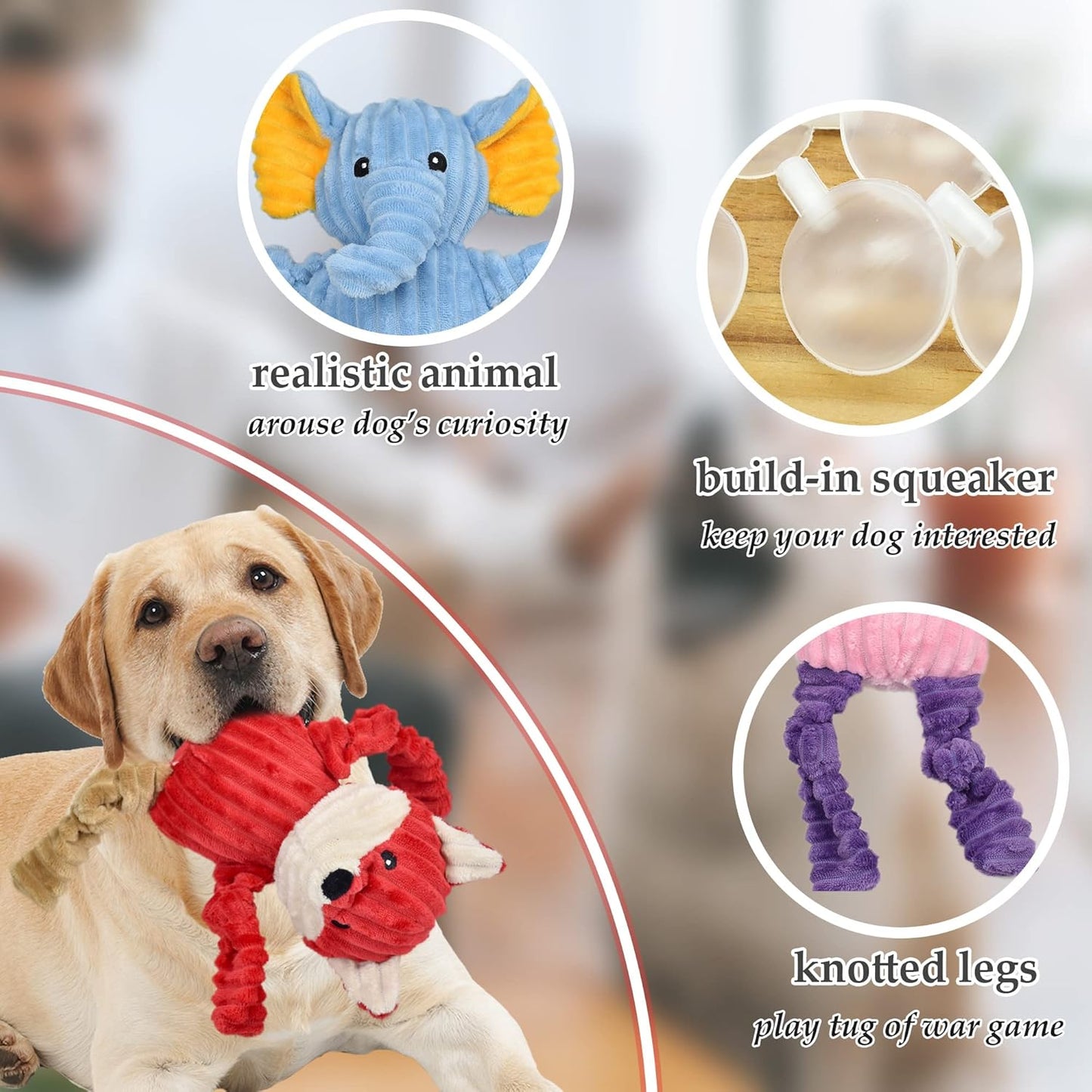 Manufacturer   5 Pack Tough Dog Toys Stuffed Squeaky Dog Toys Assortment Plush Animal Dog Toy Value Bundle Puppy Pet Dog Toys for Small Medium Large Dogs    Dog toy