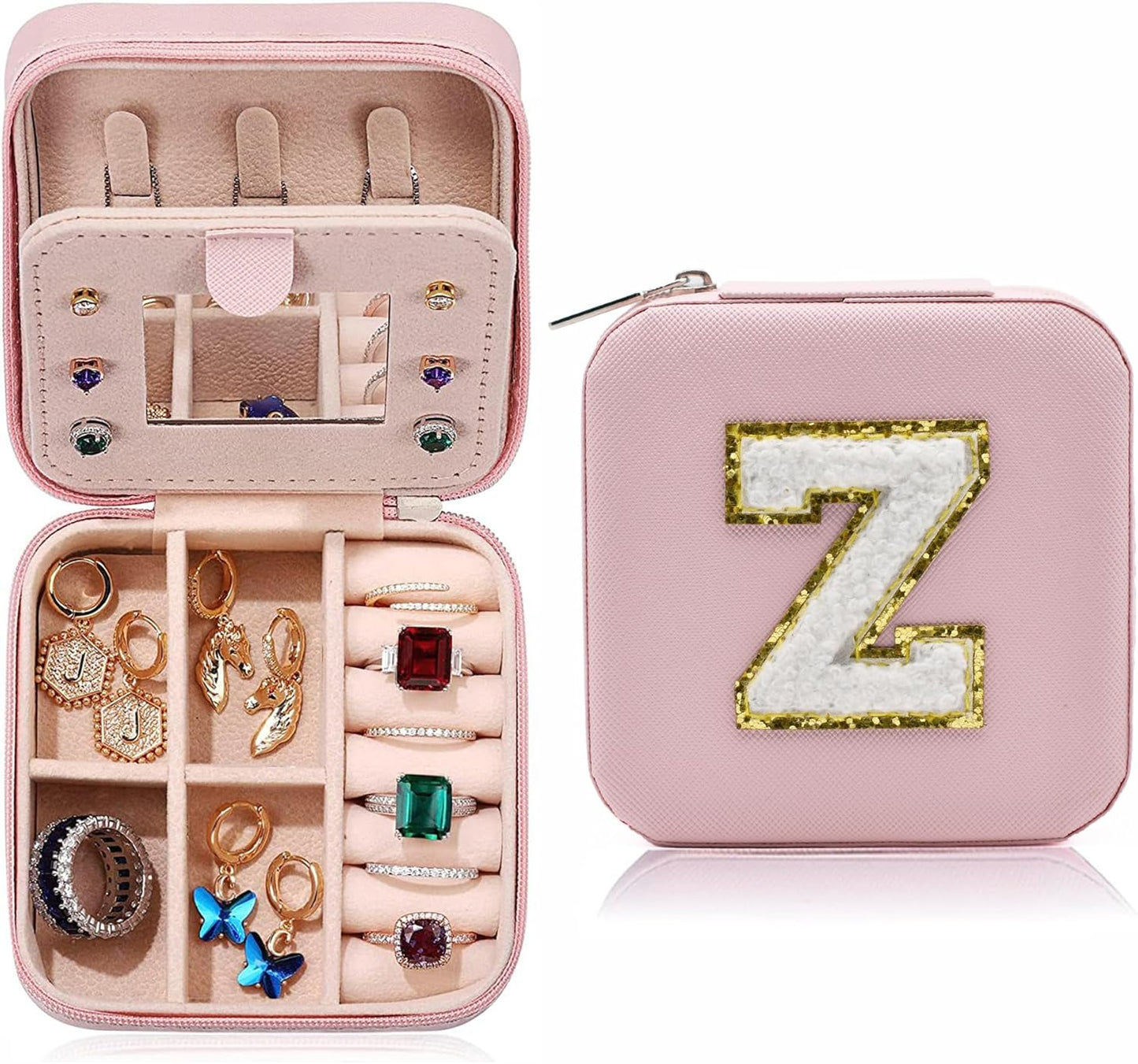 Manufacturer  Mini Jewelry Travel Case, PU Leather Travel Jewelry Organizer Box, Small Portable Portable Jewellery Storage Holder for Womens Rings Earrings Necklaces Bracelets (Blue)   rings