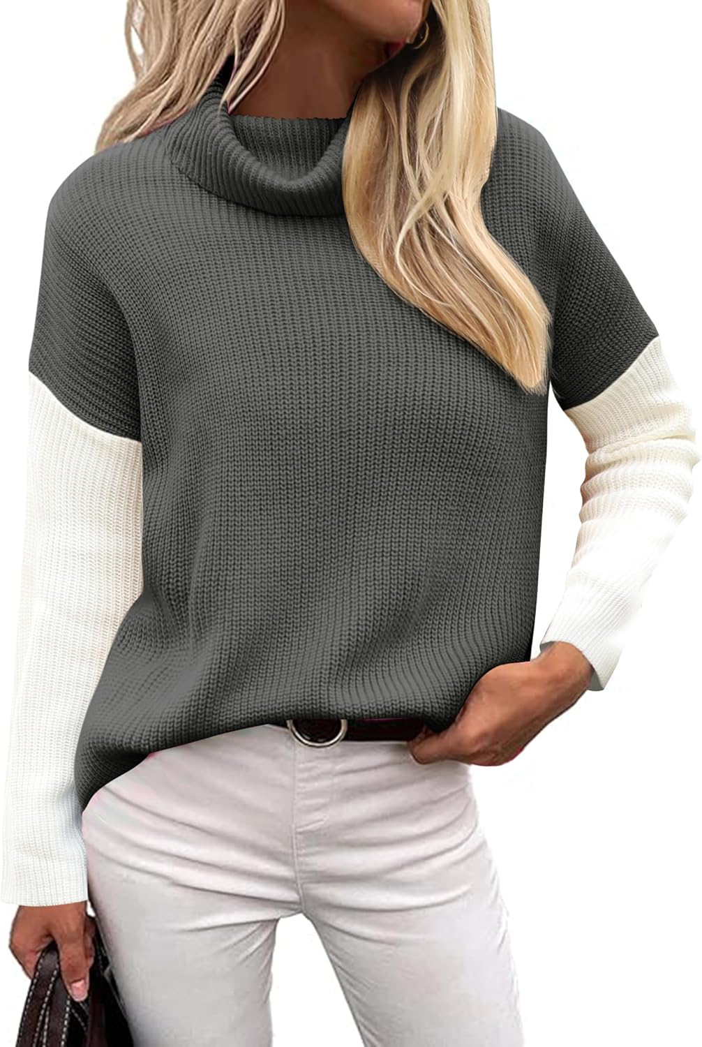 Manufacturer  Zeagoo Womens Turtleneck Sweater Fall Fashion  Long Sleeve Chunky Knitted Pullover Color Block Trendy Jumper Top   sweaters