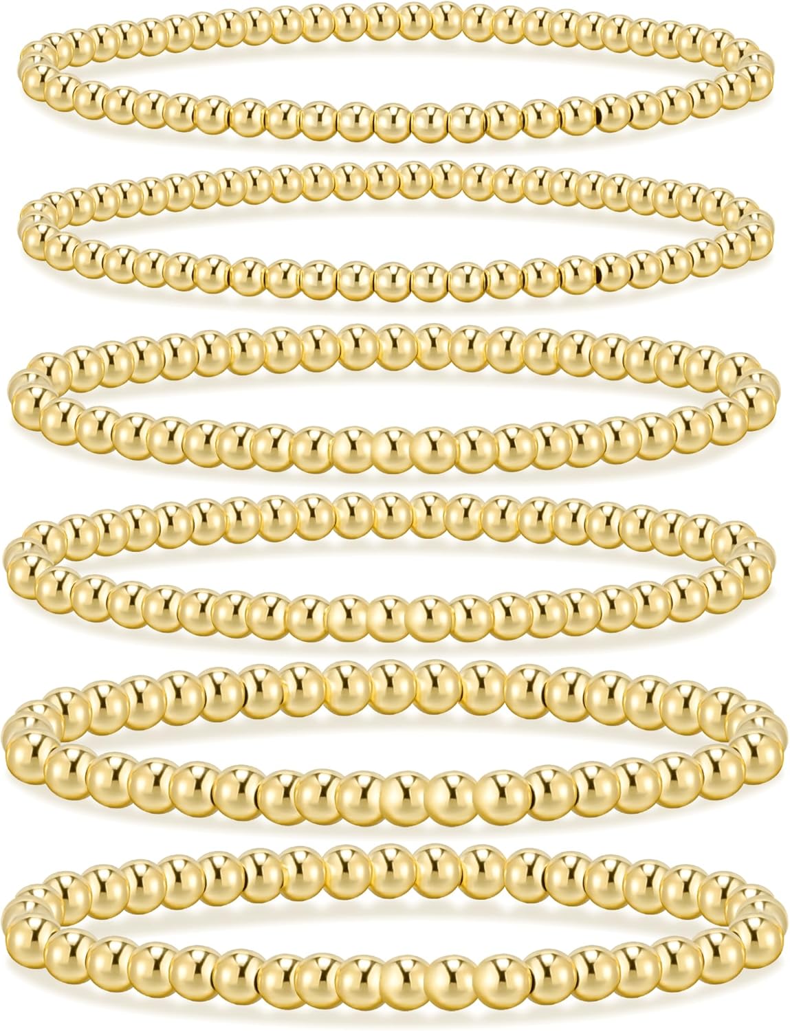 Manufacturer  adoyi Gold Bracelets for Women Waterproof, 14K Gold Plated Beaded Strand Bead Ball Bracelets stack Adjustable Jewelry Set for Gifts  bracelets