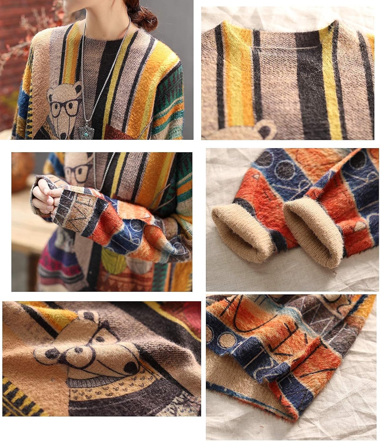 Manufacturer  YESNO Women Christmas Sweater Graphic Printed Oversized Pullover Sweaters Casual Loose Knit Tops S01   sweaters