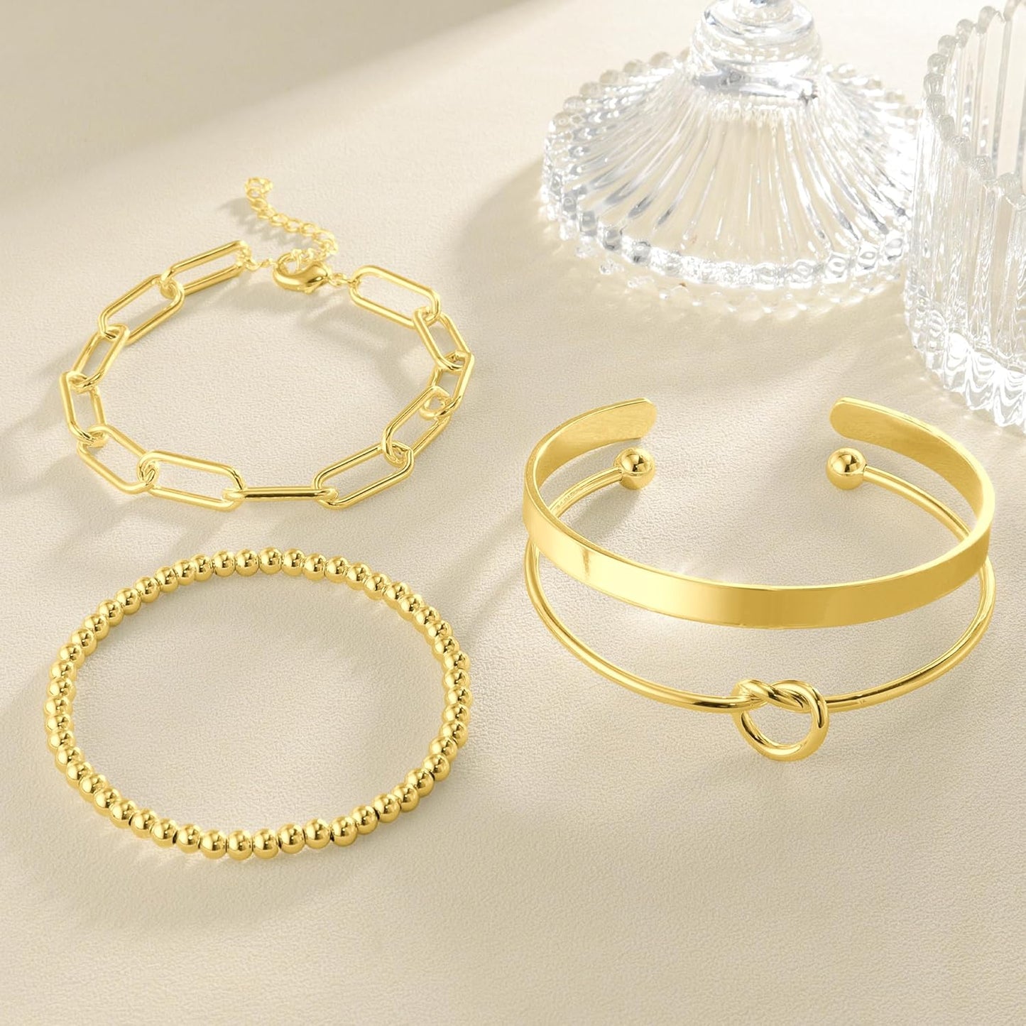 Manufacturer  Reoxvo 14K Gold Plated Bangle Cuff Bracelets for Women Non Tarnish Gold Bracelet Stack Jewelry Set for Women Trendy  bracelets