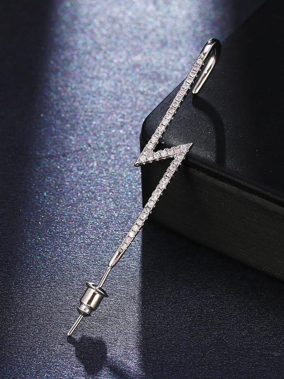 Manufacturer  Vintage Ear Wrap Crawler Hook Earrings Crystal Long Piercing Star-Shape Lightning Bolt Exaggerate Wrap Climber Earrings Gold Silver Cz Ear Cuff Earrings for Women  earring