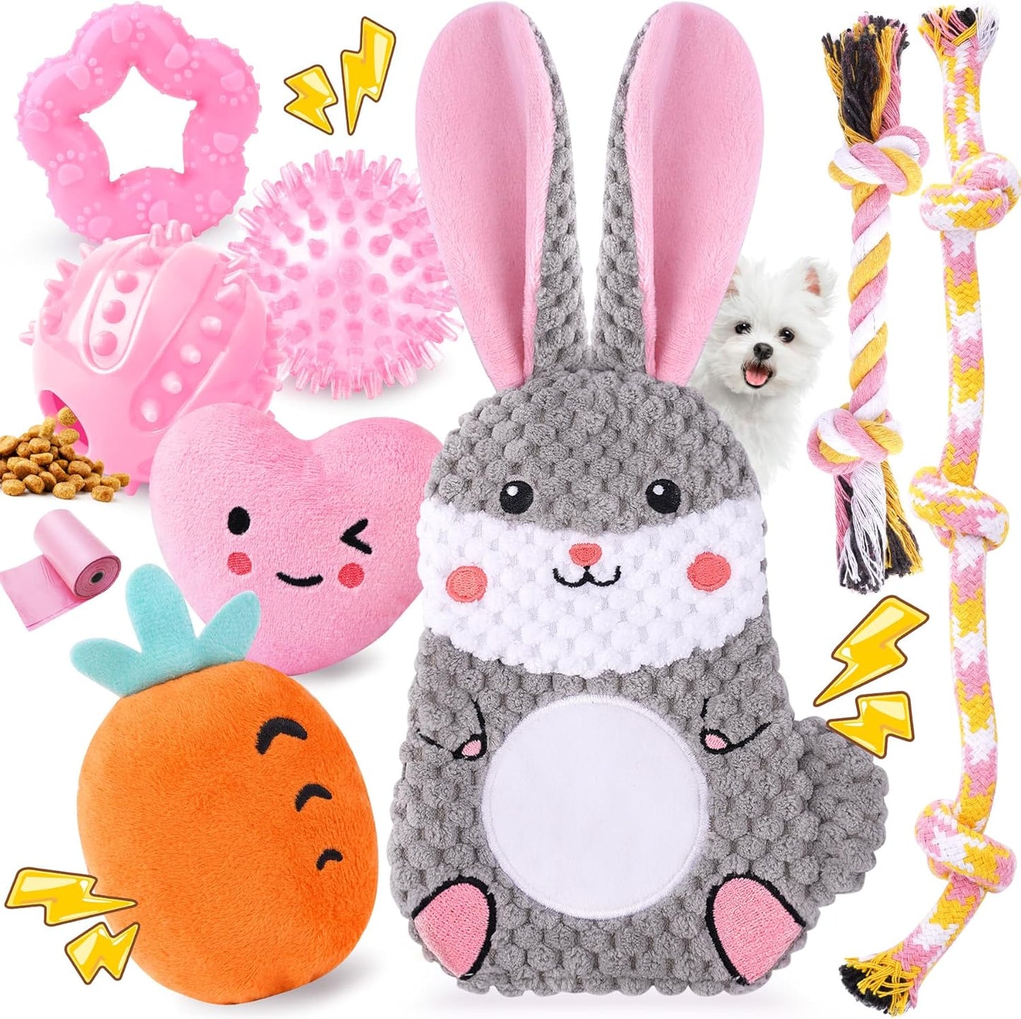 Manufacturer   Zeaxuie 9 Pack Luxury Puppy Toys for Teething Small Dogs, Puppy Chew Toys with Cute Squeaky Dog Toys, Ball and More Rope Dog Chew Toys    Dog toy