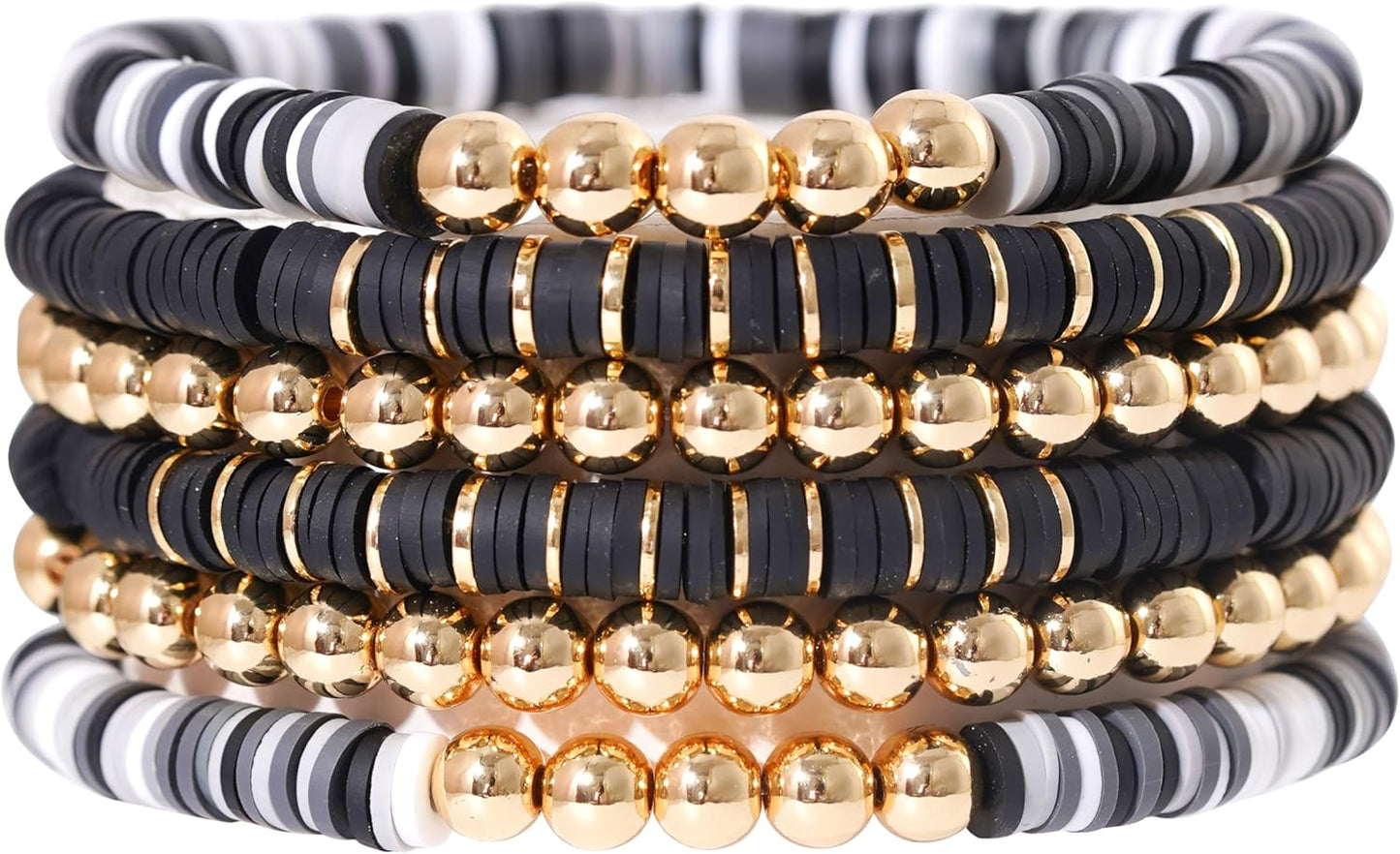 Manufacturer  GOOJIDS Surfer Heishi Clay Bead Bracelets for Women Bohemian Stackable Gold Beaded Stretch Bracelets Elastic Layering Friendship Bracelets Set Boho Jewelry  bracelets