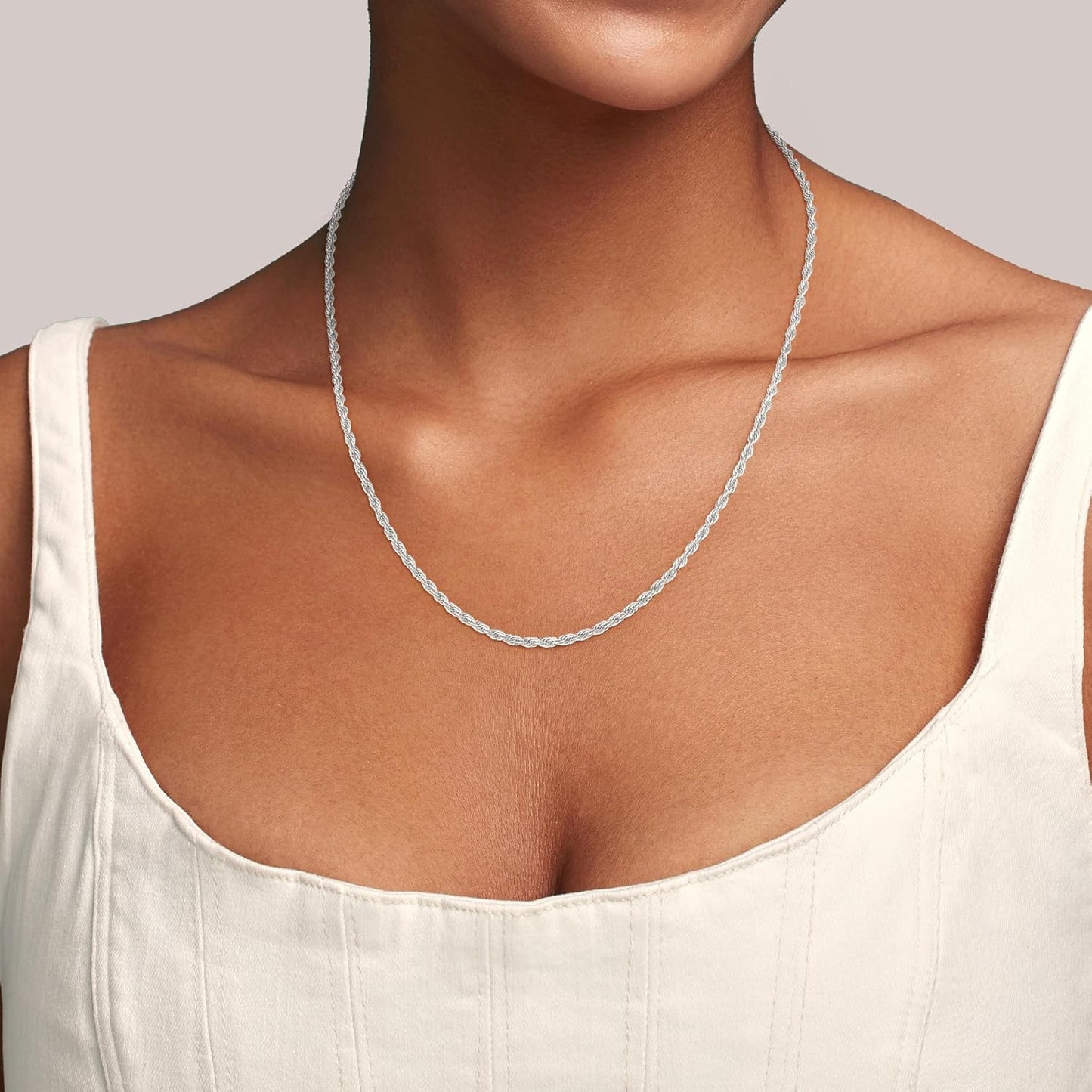 Manufacturer  Jewlpire Italian 2mm Rope Chain 925 Sterling Silver Chain Necklace for Women, 14K Plated Gold Chain for Women Smooth & Sturdy Women's Chain Necklaces, 16 18 20 22 24 26 Inch  Necklace