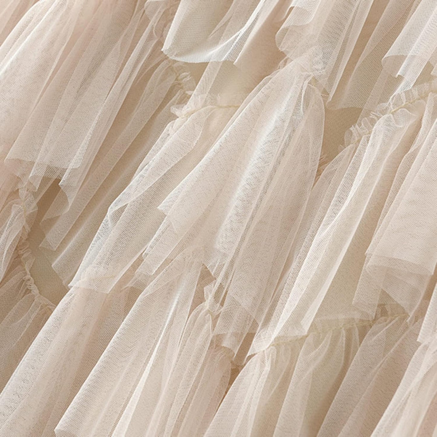 Manufacturer  Dirholl Women's A-Line Fairy Patterned Elastic Waist Ruffle Tulle Layered Midi Skirts