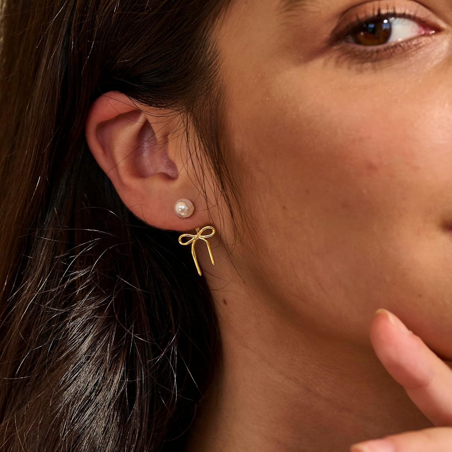 Manufacturer  14K Gold Plated/Silver Earrings for Women Trendy, Dainty Bow Earrings for Women Cute Pearl Huggie Earring Hoops Twist Rope Bow Stud Pearl Dangle Cubic Zirconia Earrings Jewelry Gifts  earring