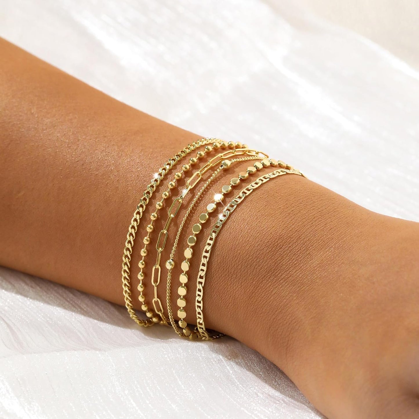Manufacturer  Dainty 14K Gold Bracelets for Women - Waterproof Stackable Gold Bracelet Set - Perfect for Stylish Women  bracelets