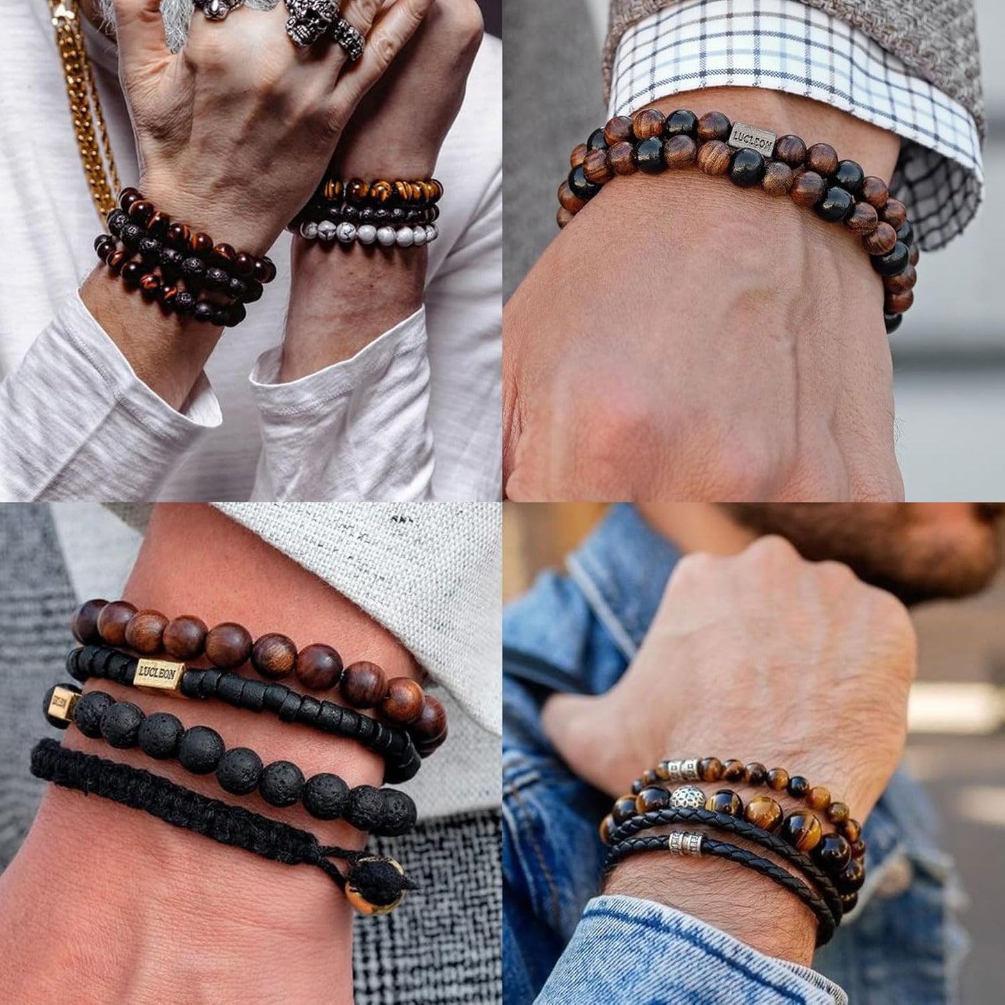 Manufacturer  RANKEEF Tiger Eye Bracelet For Men 8MM Natural Stone Stretch Adjustable Black Crystal Beaded Bracelet for Men Women Gifts  bracelets