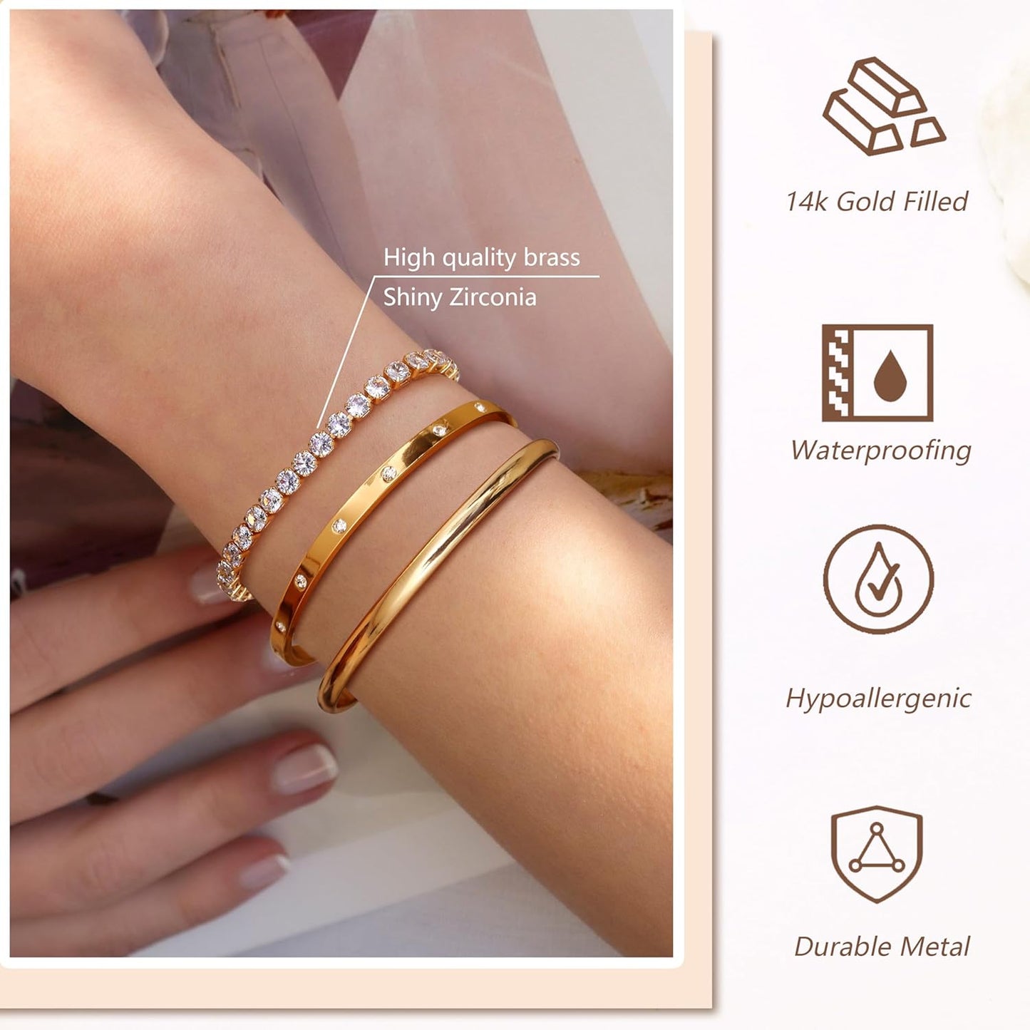 Manufacturer  Fansilver 14K Gold Bracelets for Women Trendy Bangle Cuff Chain Bracelets Set Gold Plated Paperclip Bead Tennis Bracelet Chunky Gold Filled Bracelet Stack 3/4PCS  bracelets