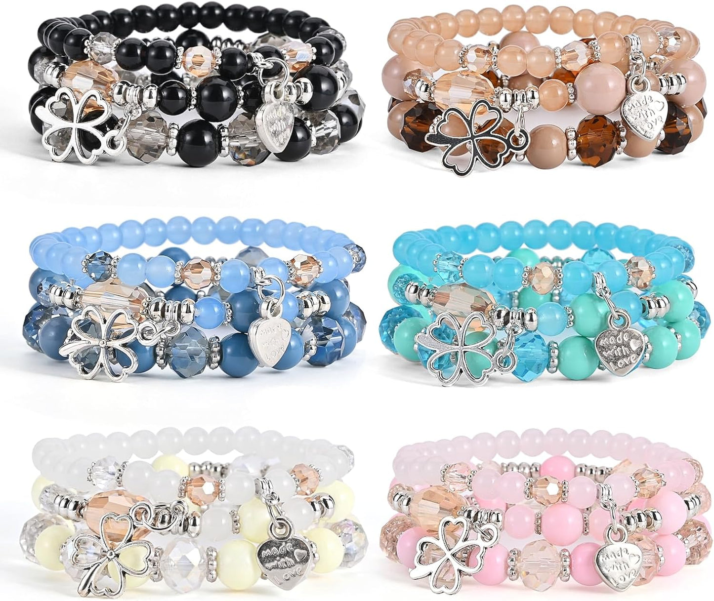 Manufacturer  Bohemian Bracelet Sets for Women - 6 Sets Stackable Stretch Bracelets Multi-color Boho Jewelry for Women Hippie Bracelets Dainty Jewelry  bracelets