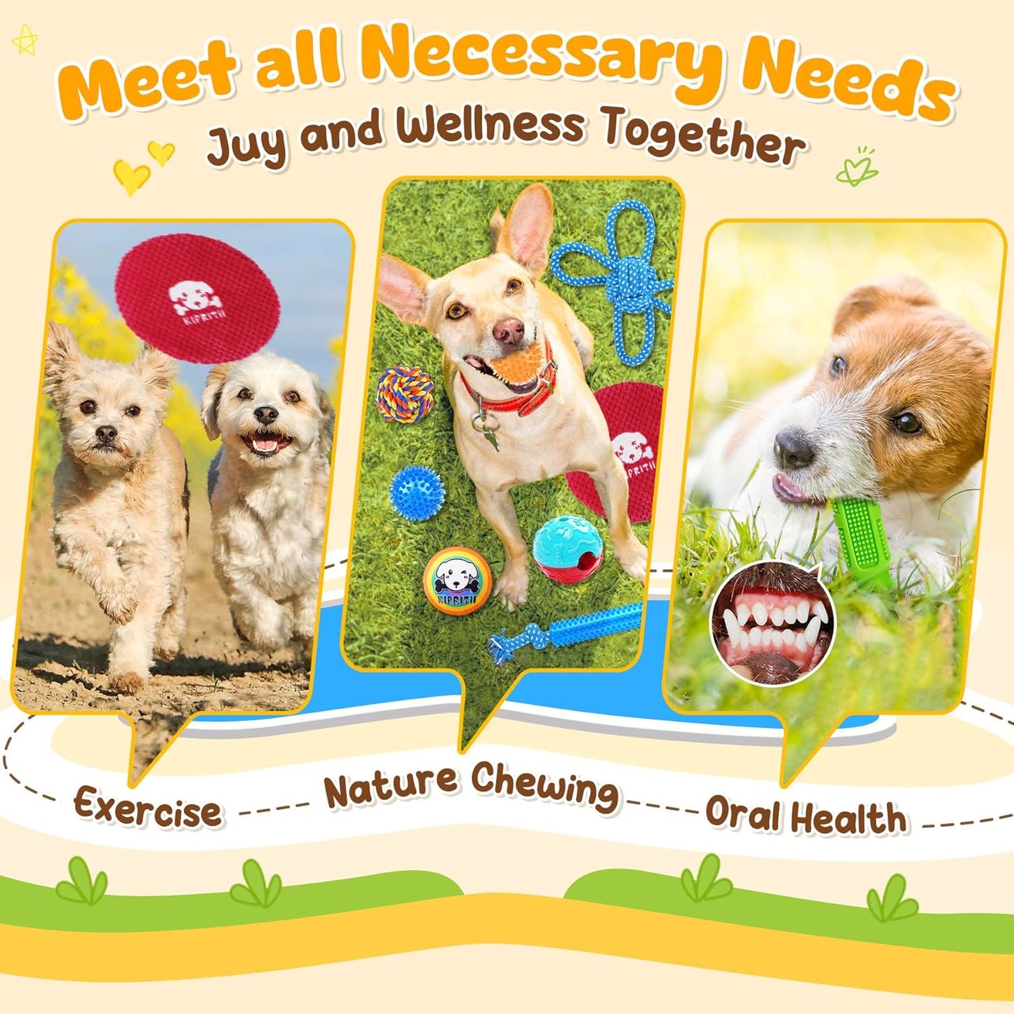 Manufacturer   KIPRITII 25 Pack Various Puppy Dog Toys for Teething, Entertainment & Interaction, Puppy Chew Toys Pack with Rope Toy, Treat Balls and Dog Squeaky Toys for Puppies & Small Dogs    Dog toy