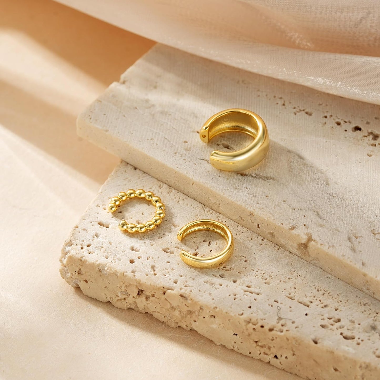 Manufacturer  Moodear 3Pcs Chunky/Thin Ear Cuffs Non Piercing for Women - Dainty 14K Gold Plated Cuff Earring Trendy Cubic Zirconia Ear Cuff for Women Cartilage Jewelry Gift  earring